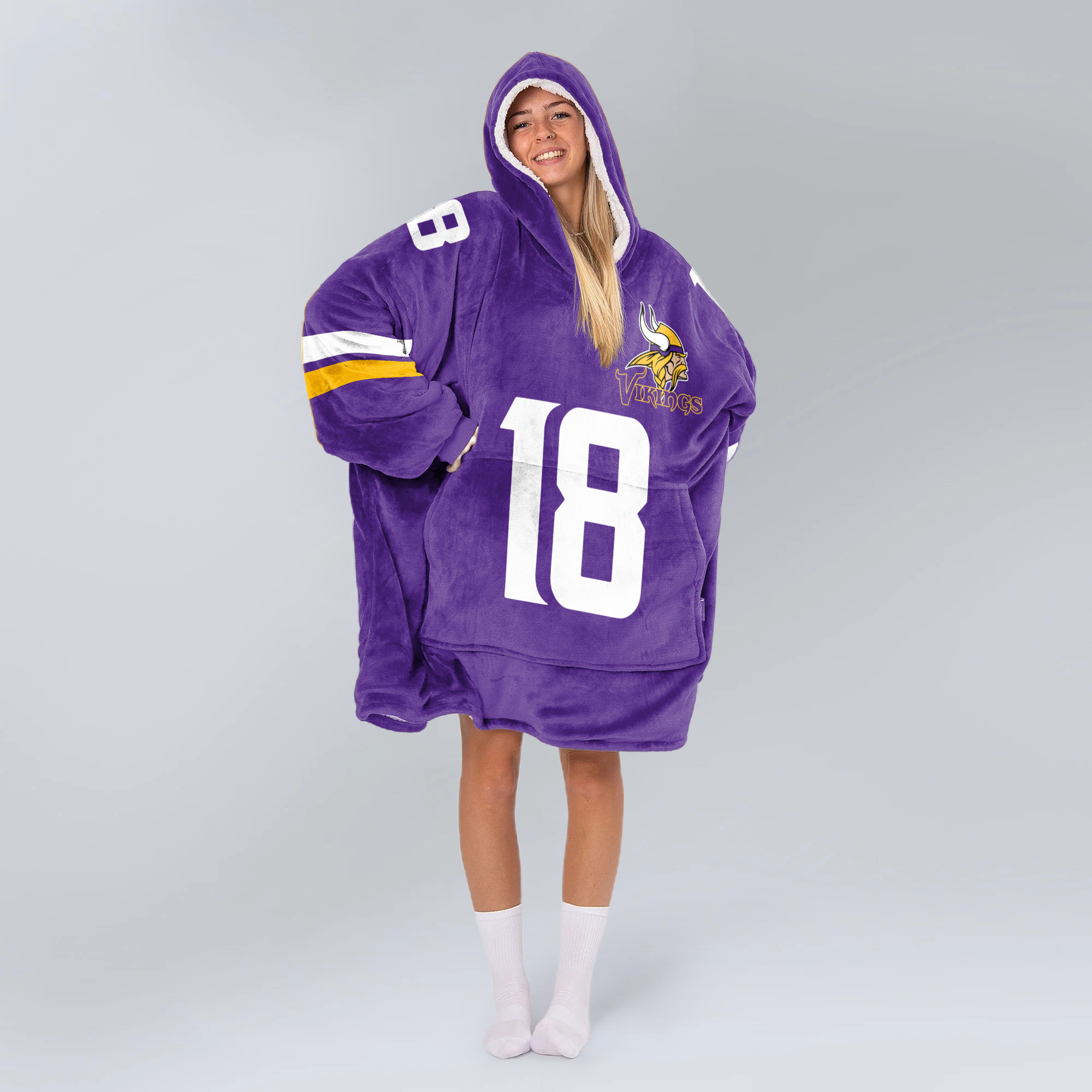Adult JJ 18 Minnesota Football Unisex Blanket Hoodie