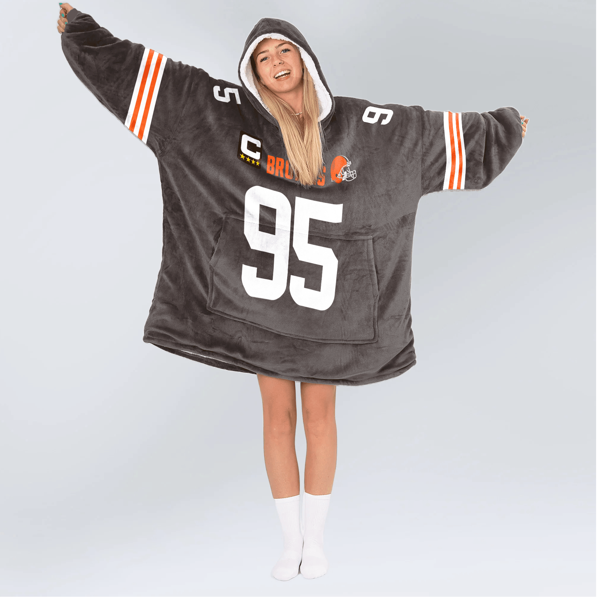 Adult M.G 95 Captain Cleveland Football Unisex Blanket Hoodie