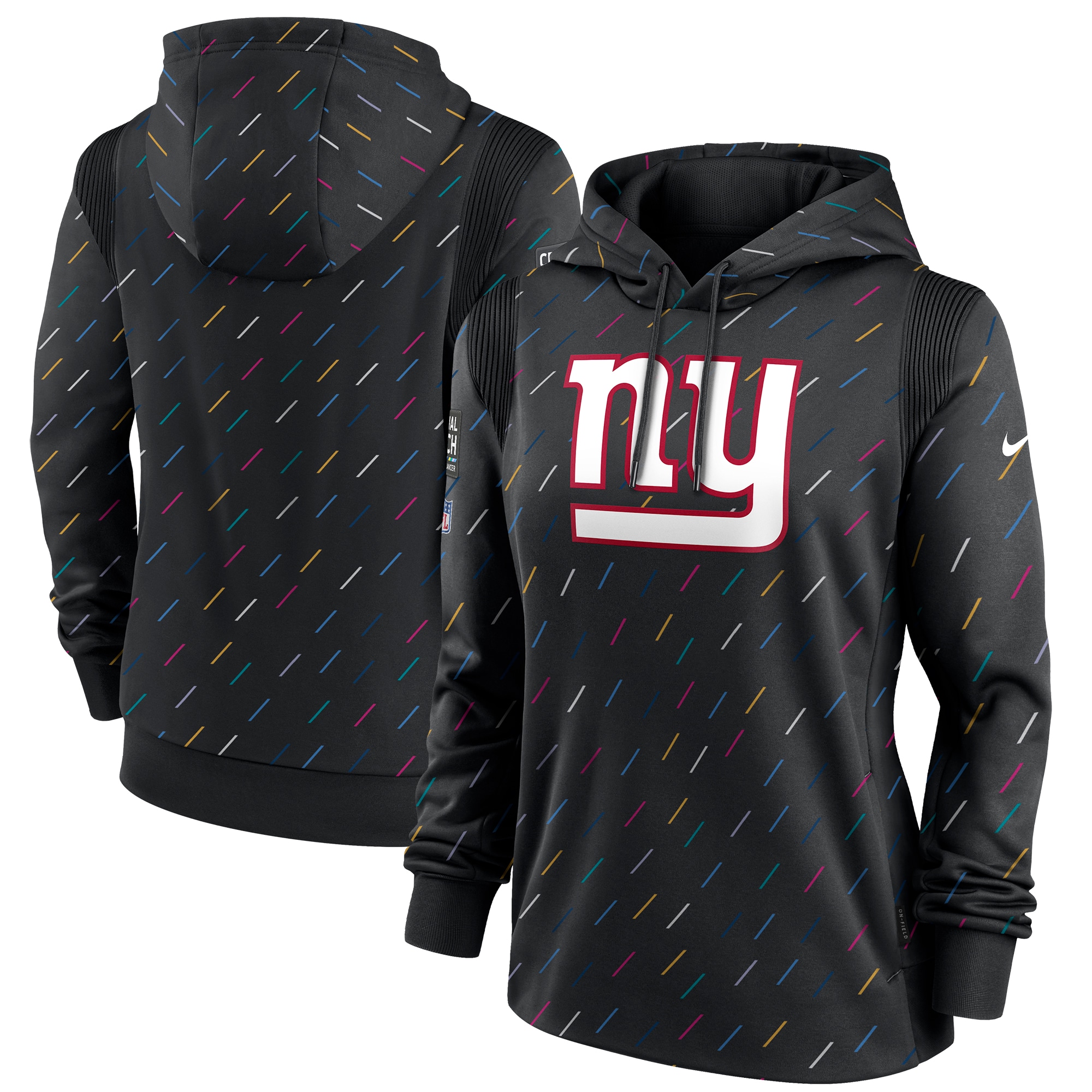 New York Giants Women's NFL Crucial Catch Therma Pullover Hoodie - Anthracite