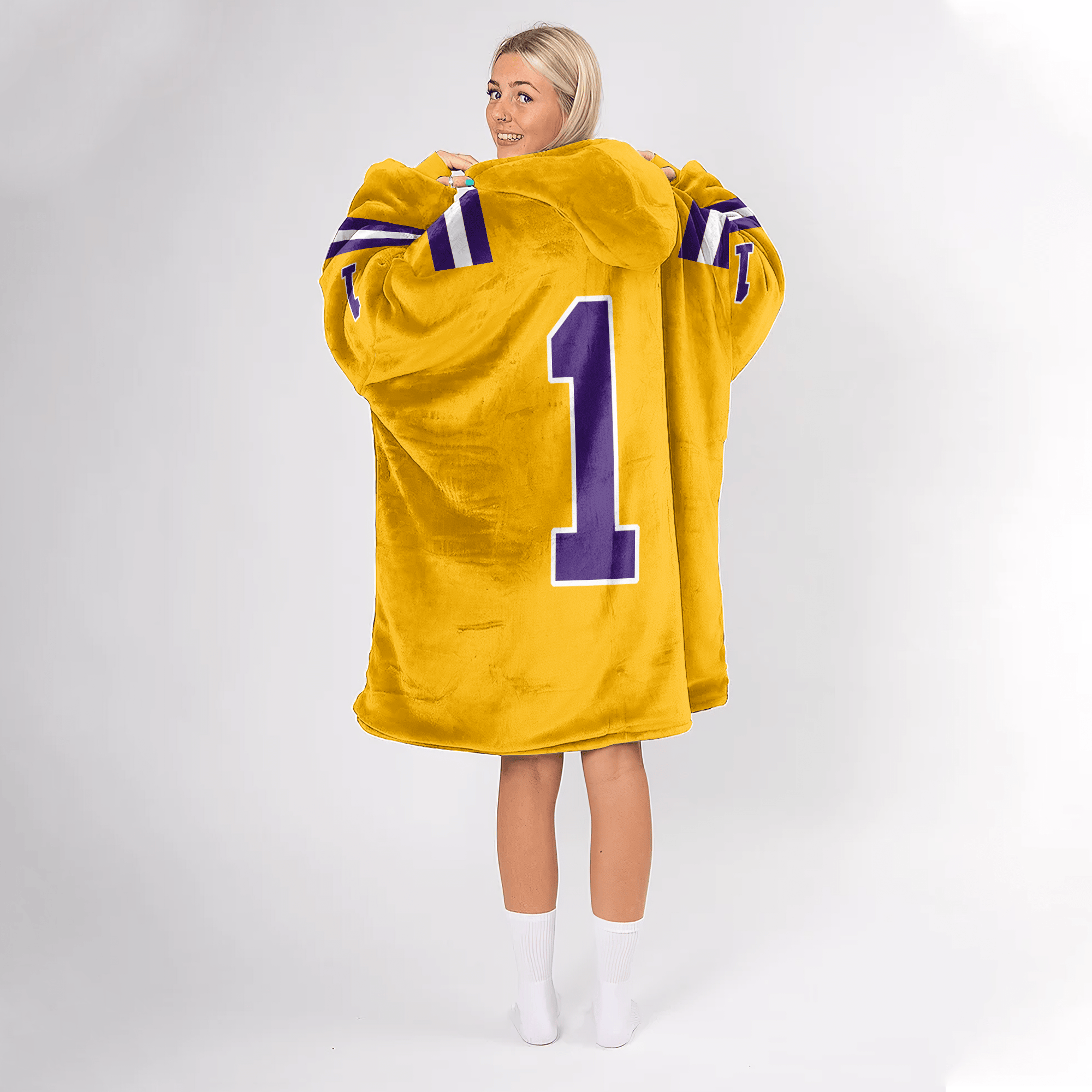 Adult #1 LSU Football Unisex Blanket Hoodie