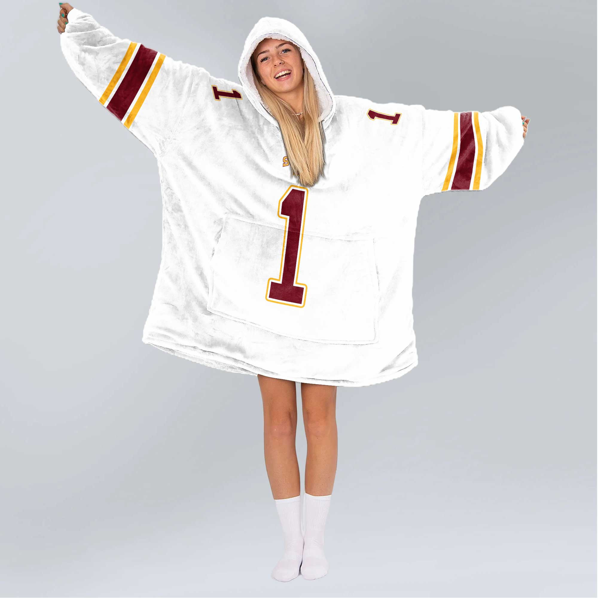 Adult #1 Iowa State Football Unisex Blanket Hoodie