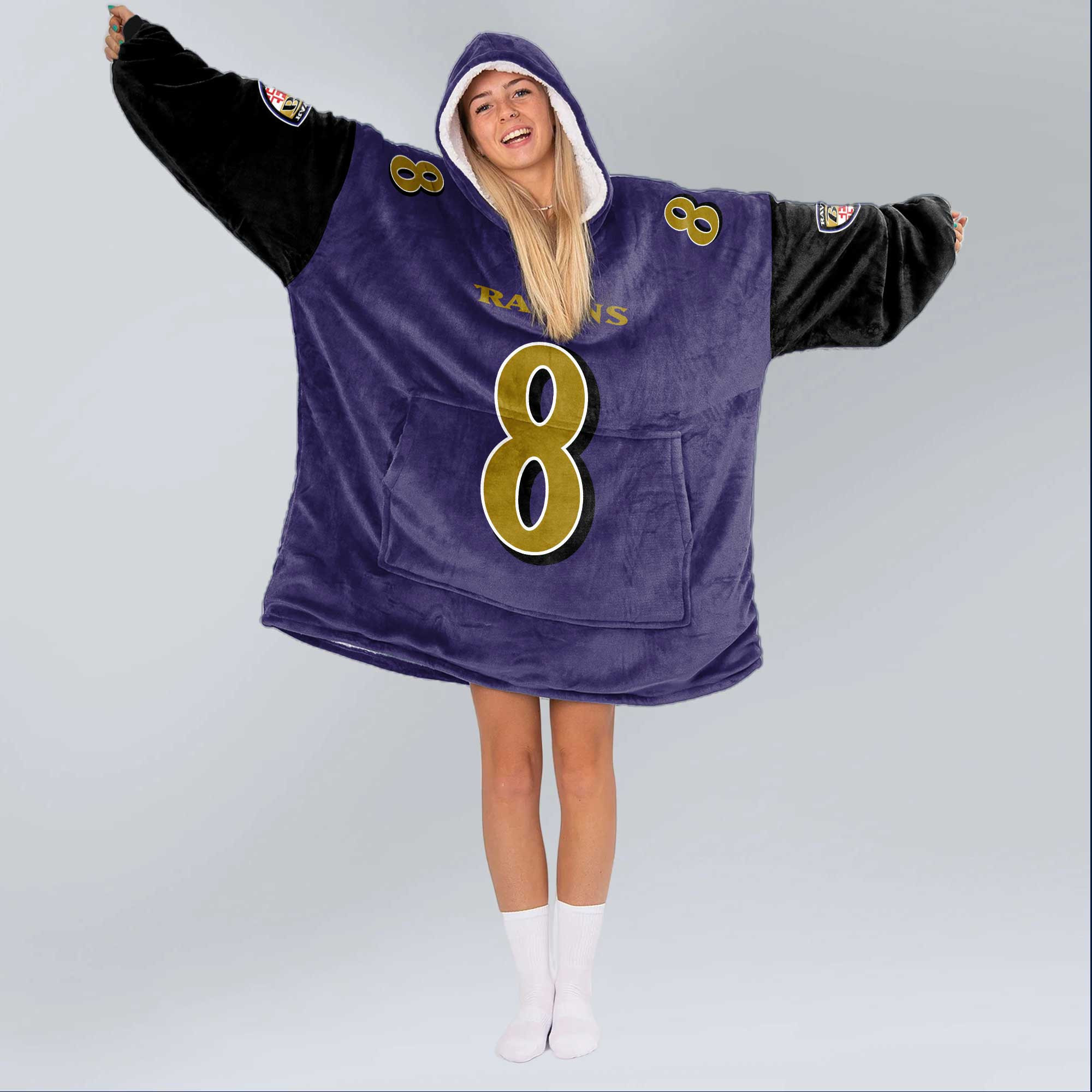 Adult 8 Baltimore Football Unisex Blanket Hoodie