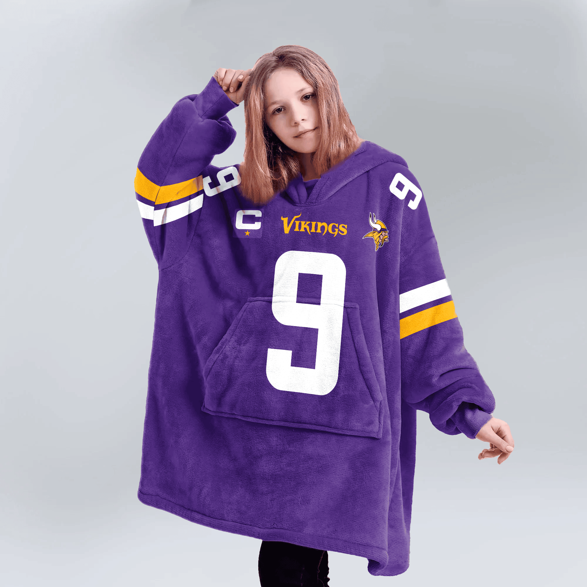 Kid 9 Minnesota Football Unisex Blanket Hoodie