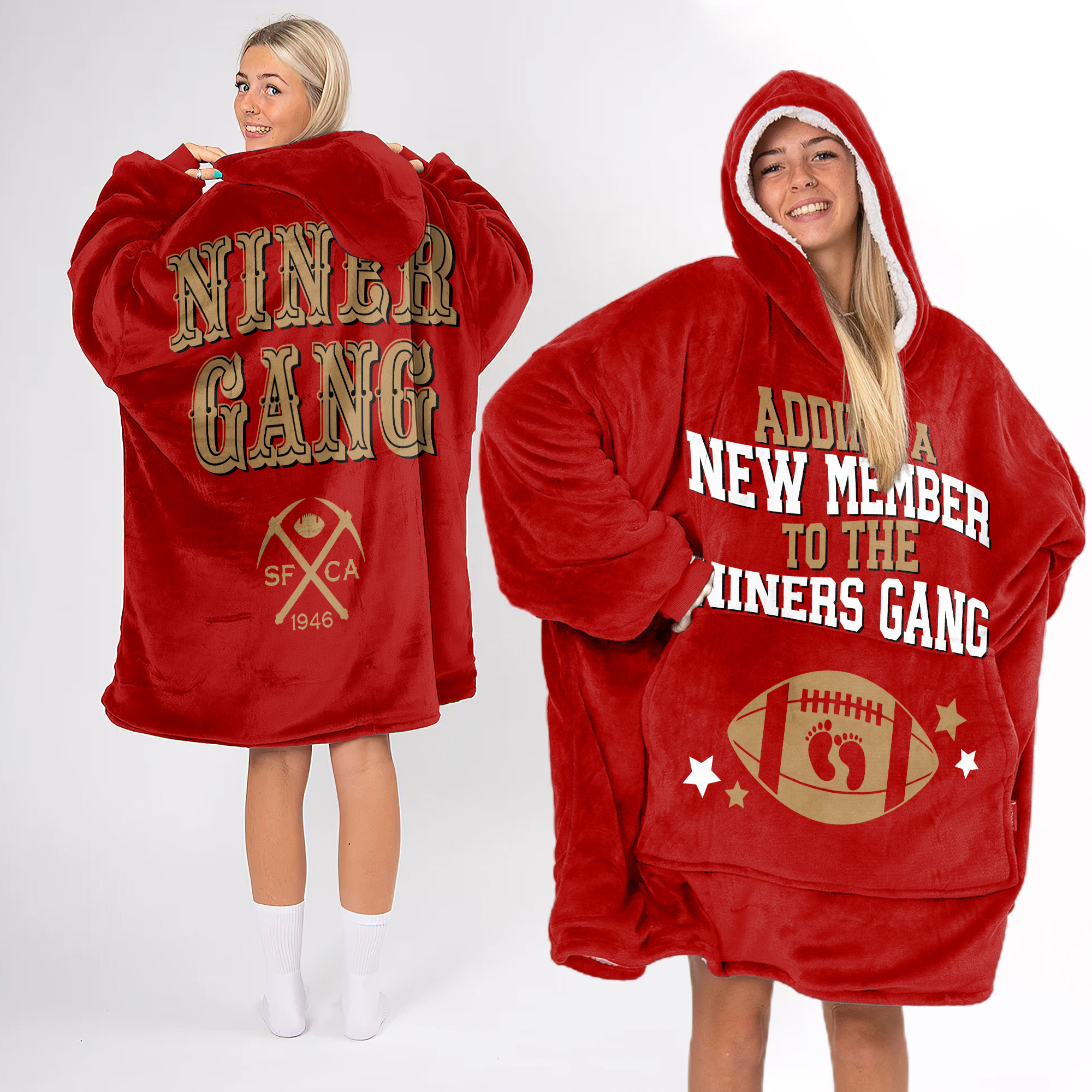 Adult San Francisco 49ers Football Blanket Hoodie