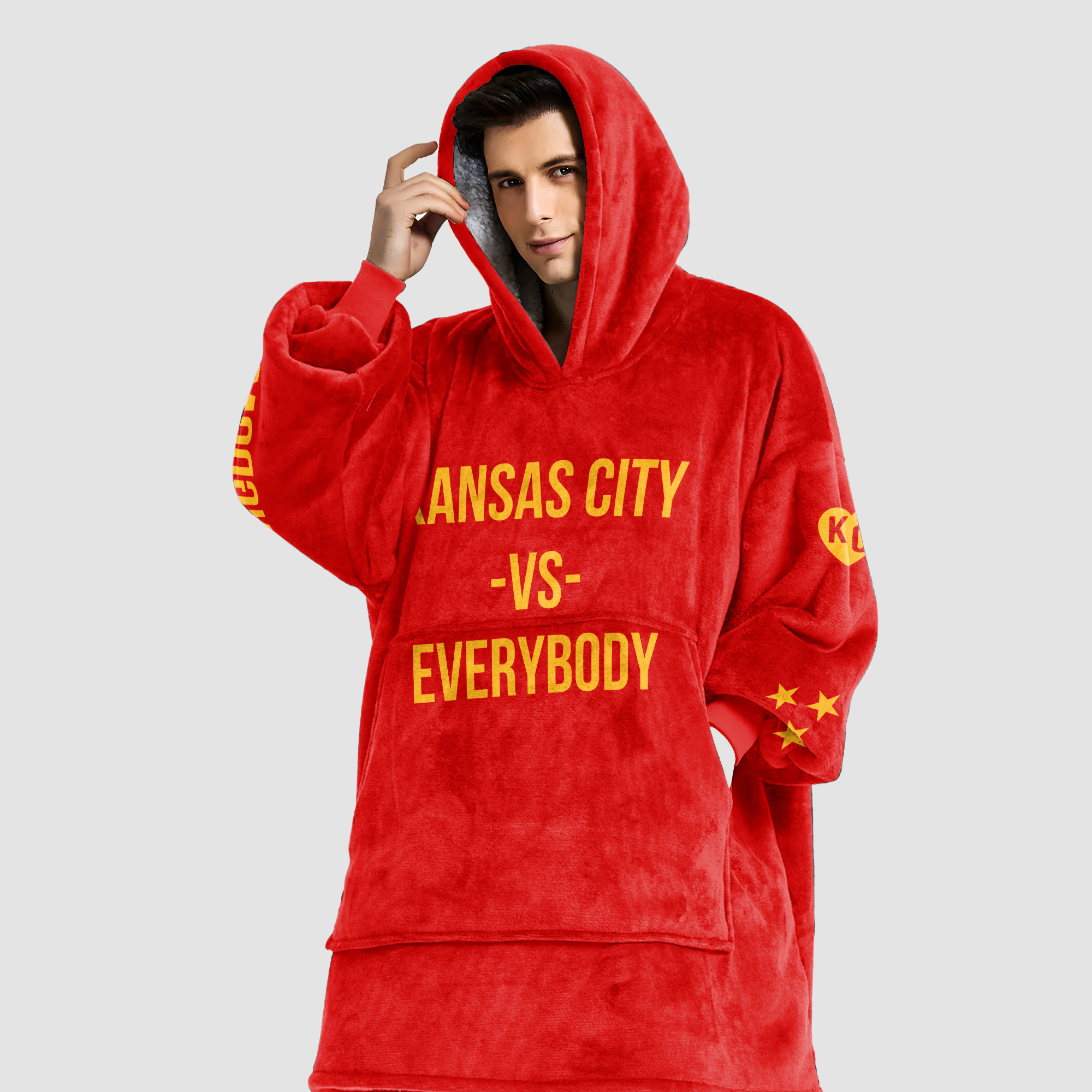 Adult 3 Peat Kansas City Football Unisex Blanket Hoodie
