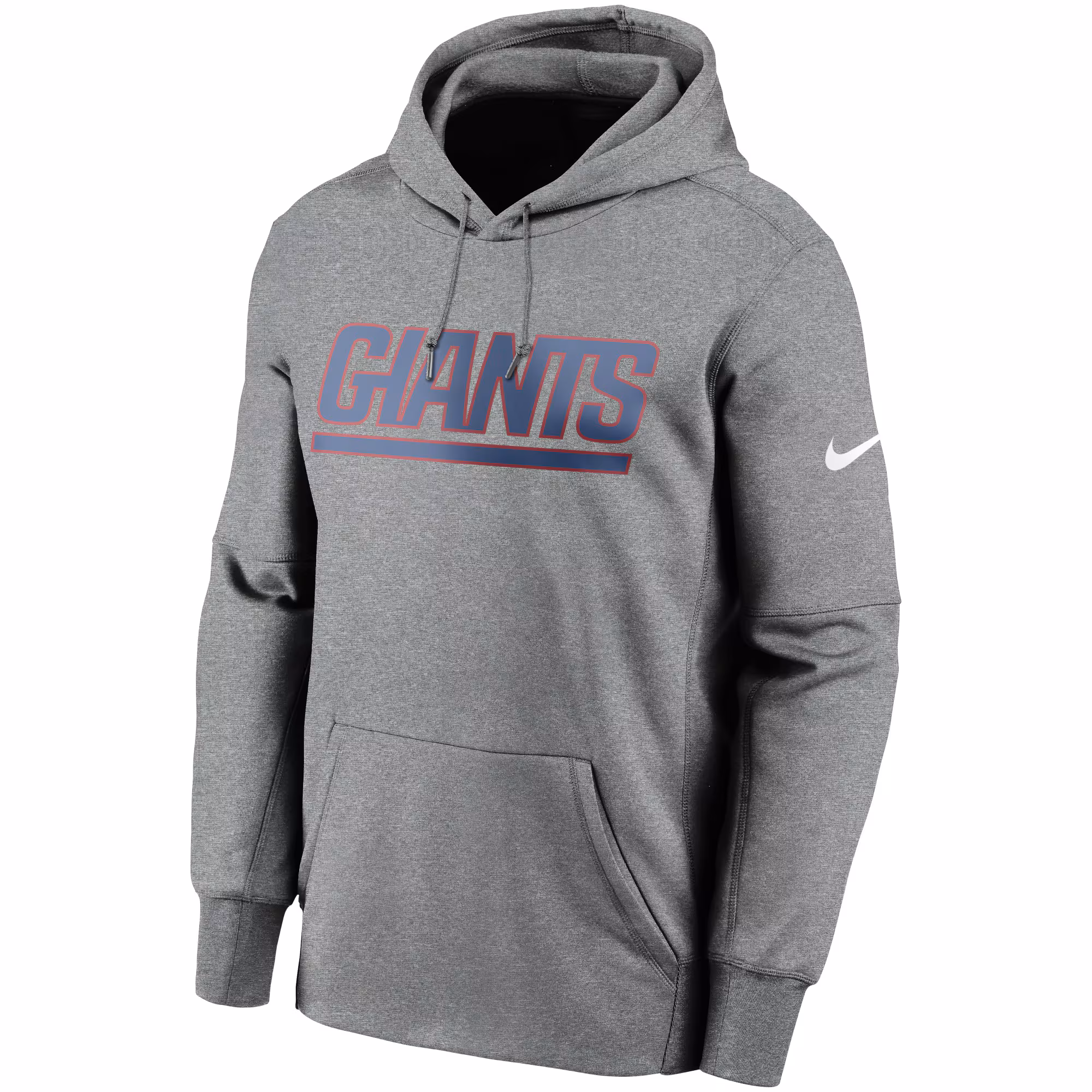 New York Giants Wordmark Therma Performance Pullover Hoodie - Heathered Charcoal