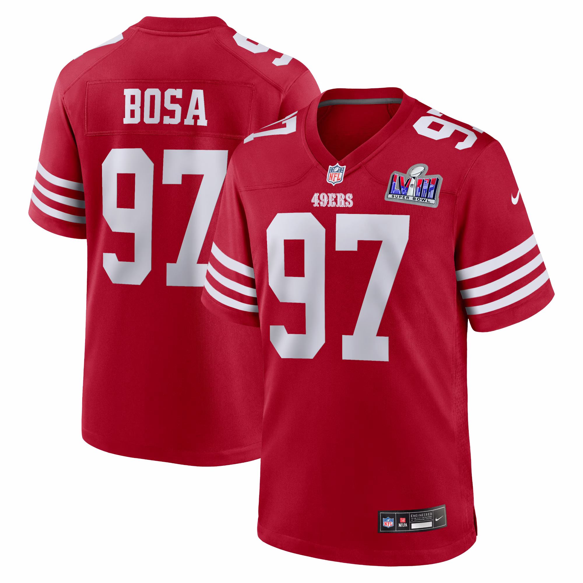 Nick Bosa San Francisco 49ers  2023 Super Bowl LVIII Game Jersey - Scarlet