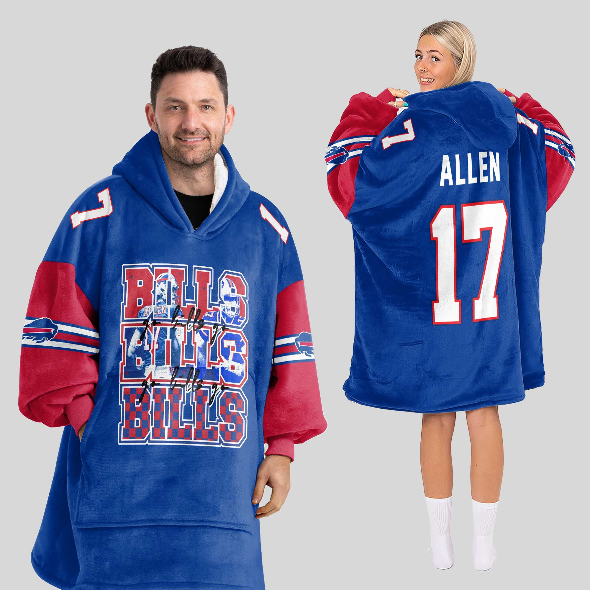 Adult Buffalo Football Unisex Blanket Hoodie