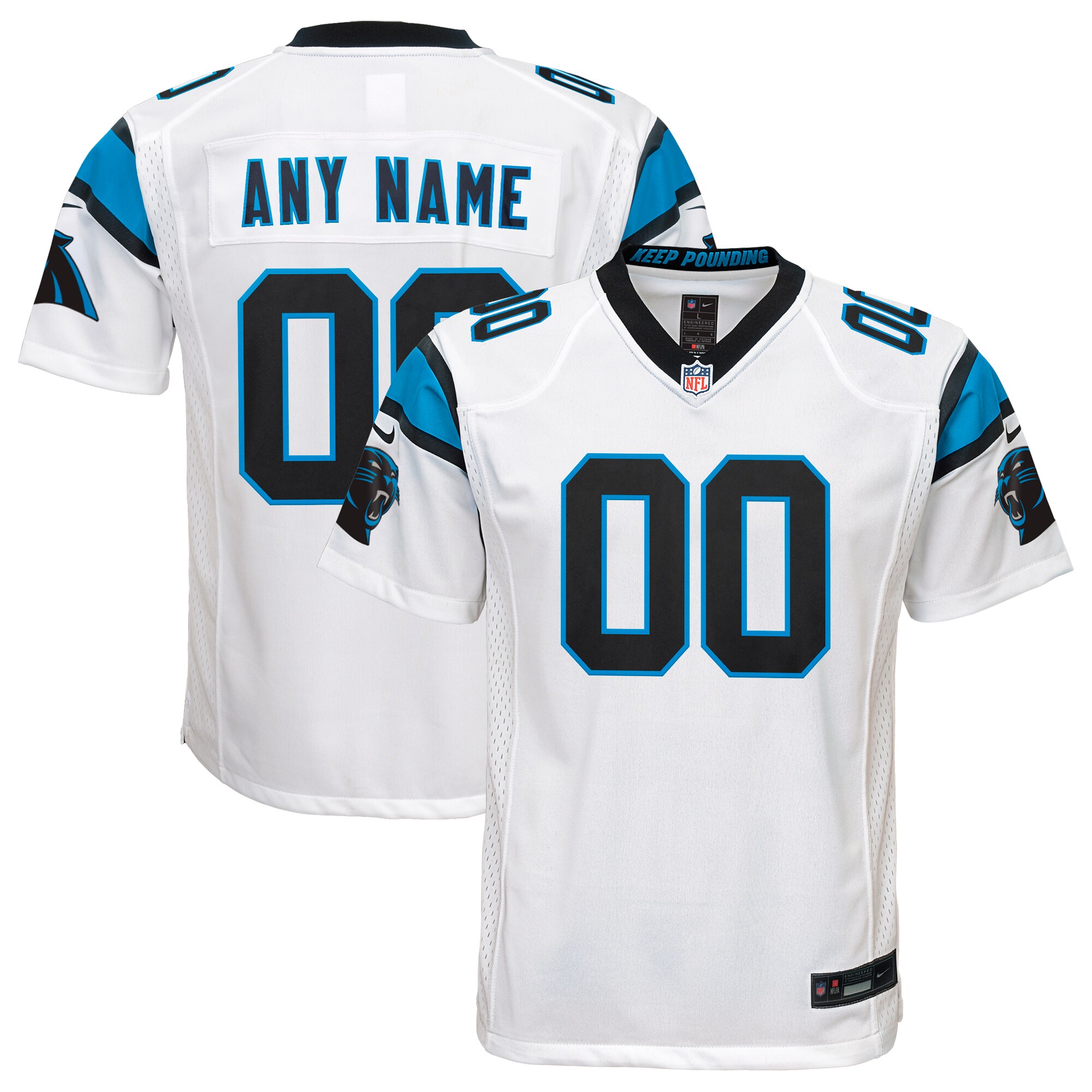 Carolina Panthers  Youth Custom Game Jersey - White
