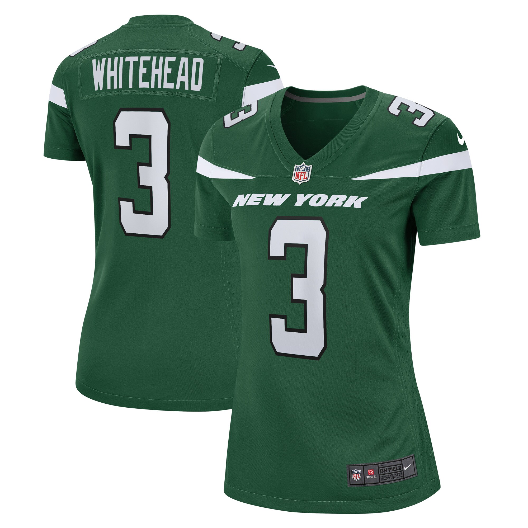 Whitehead New York Jets  Women's Game Player Jersey - Gotham Green