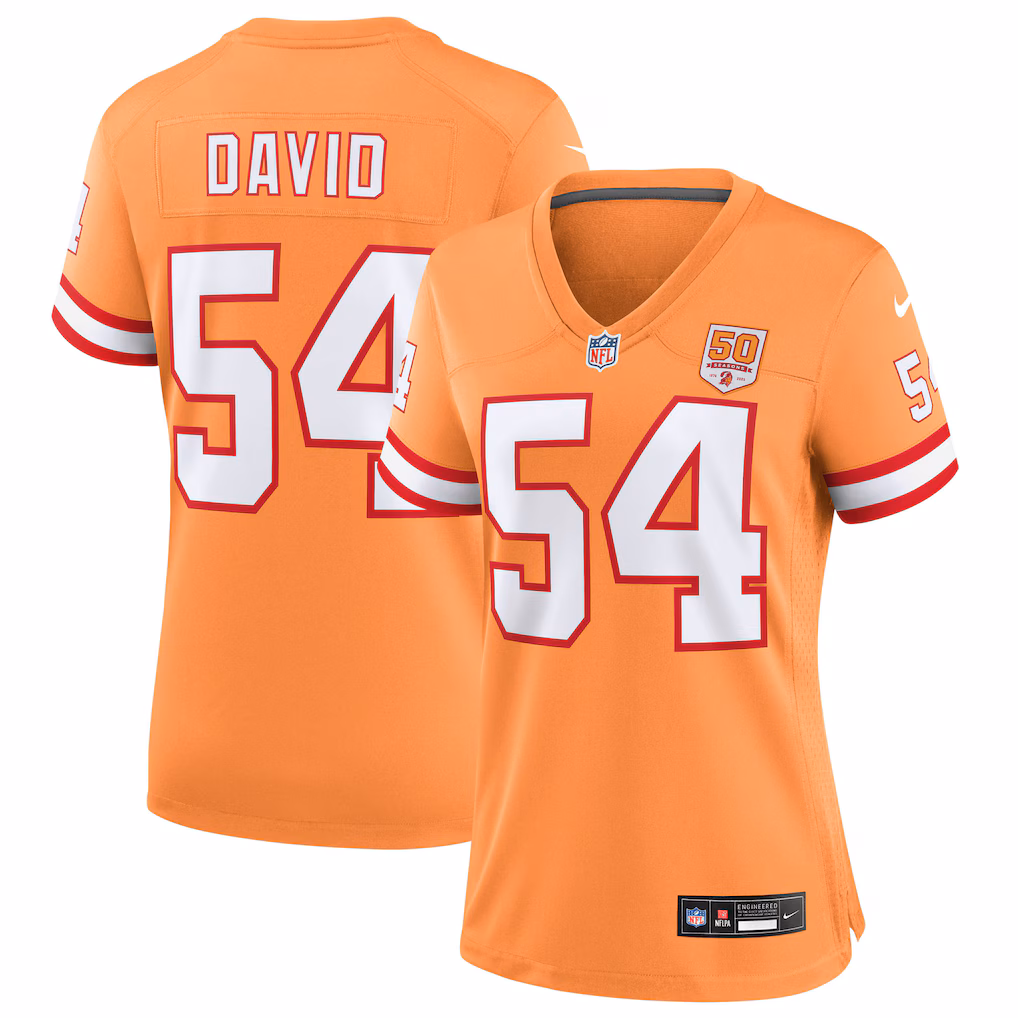 Lavonte David #54 Tampa Bay Buccaneers Women's 50th Season Game Jersey - Creamsicle