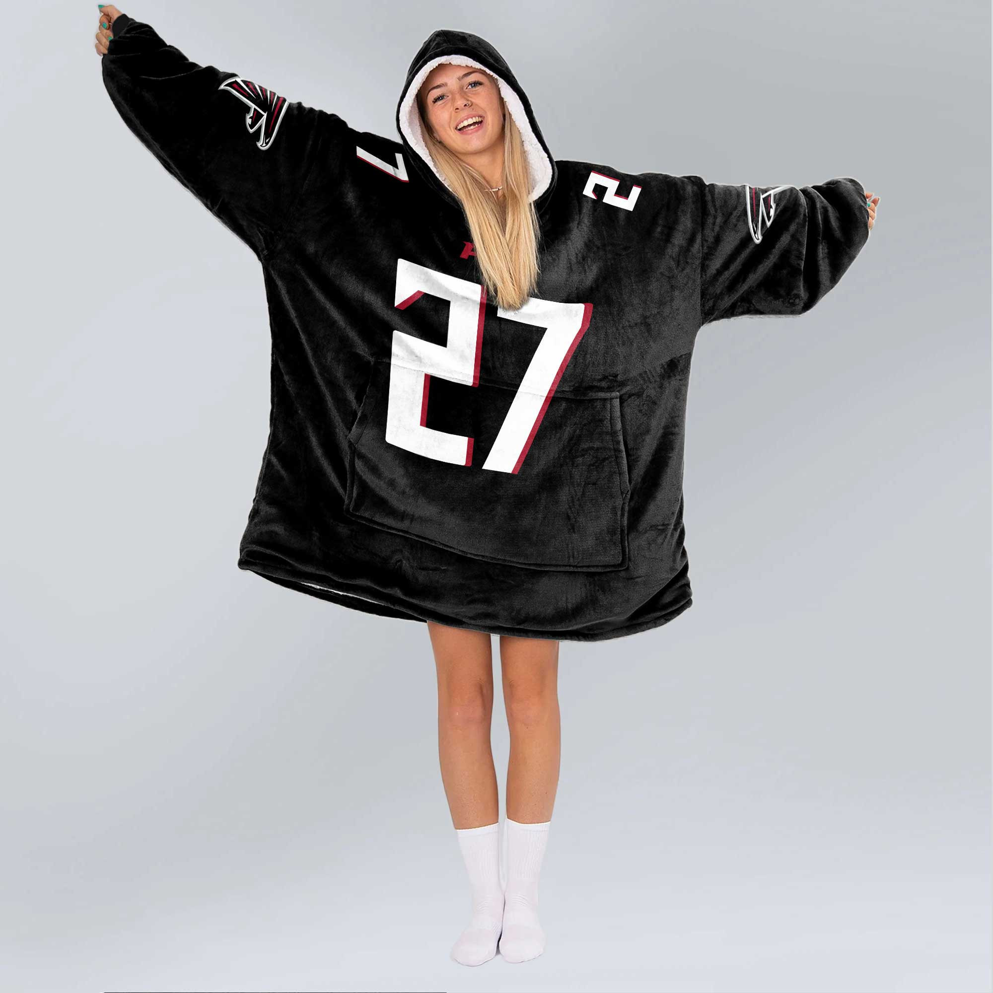 Adult 27 Atlanta Football Unisex Blanket Hoodie