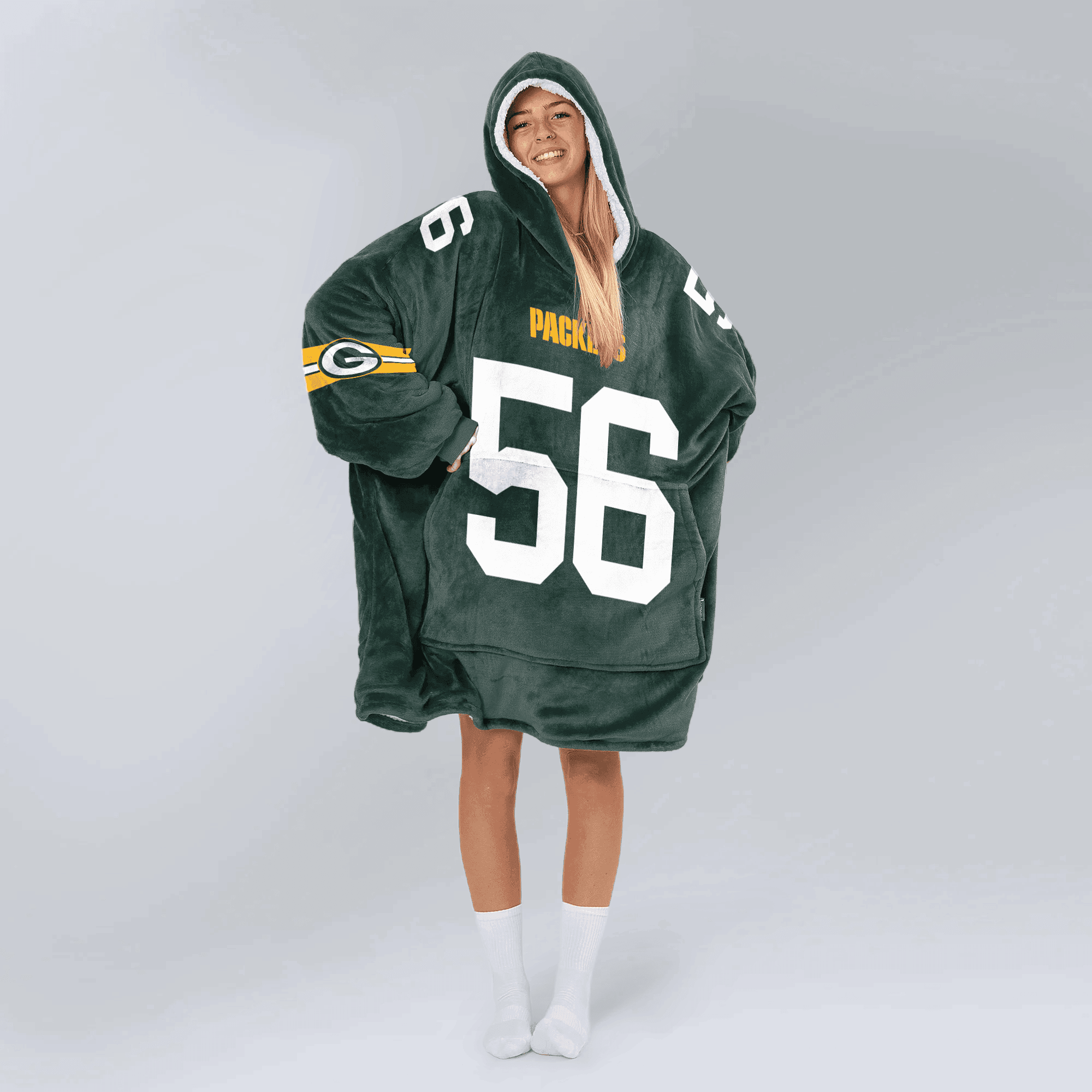 Adult 56 Green Bay Football Unisex Blanket Hoodie