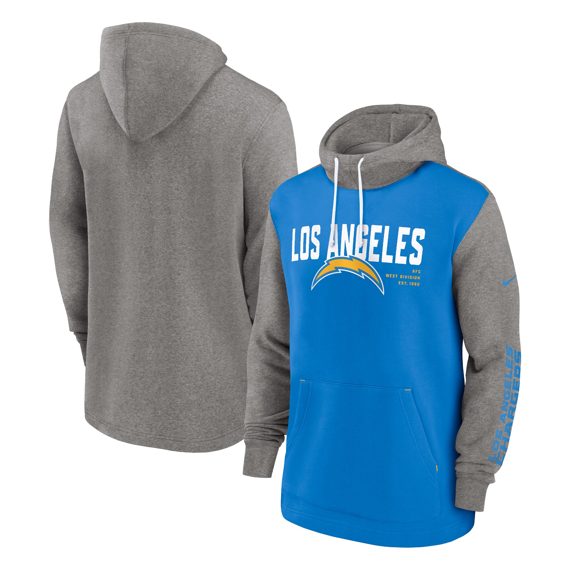 Los Angeles Chargers Fashion Color Block Pullover Hoodie - Powder Blue