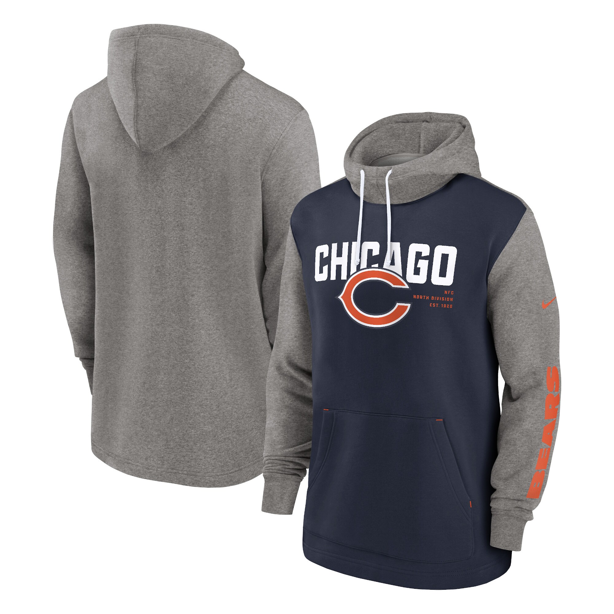 Chicago Bears Fashion Color Block Pullover Hoodie - Navy