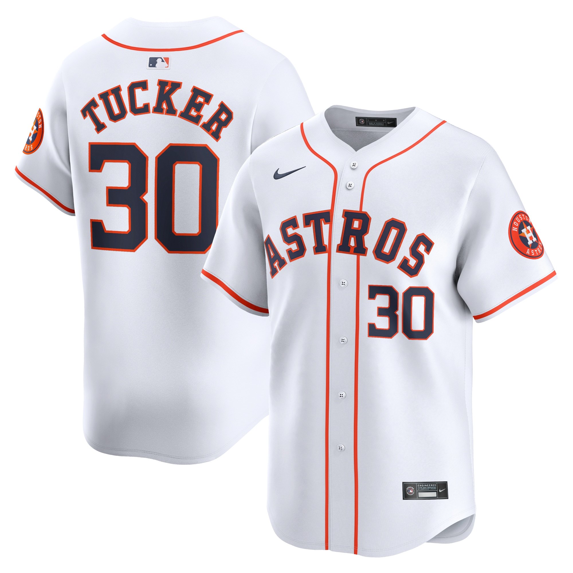Men's Houston Astros #30 Kyle Tucker  White Home Limited Player Jersey