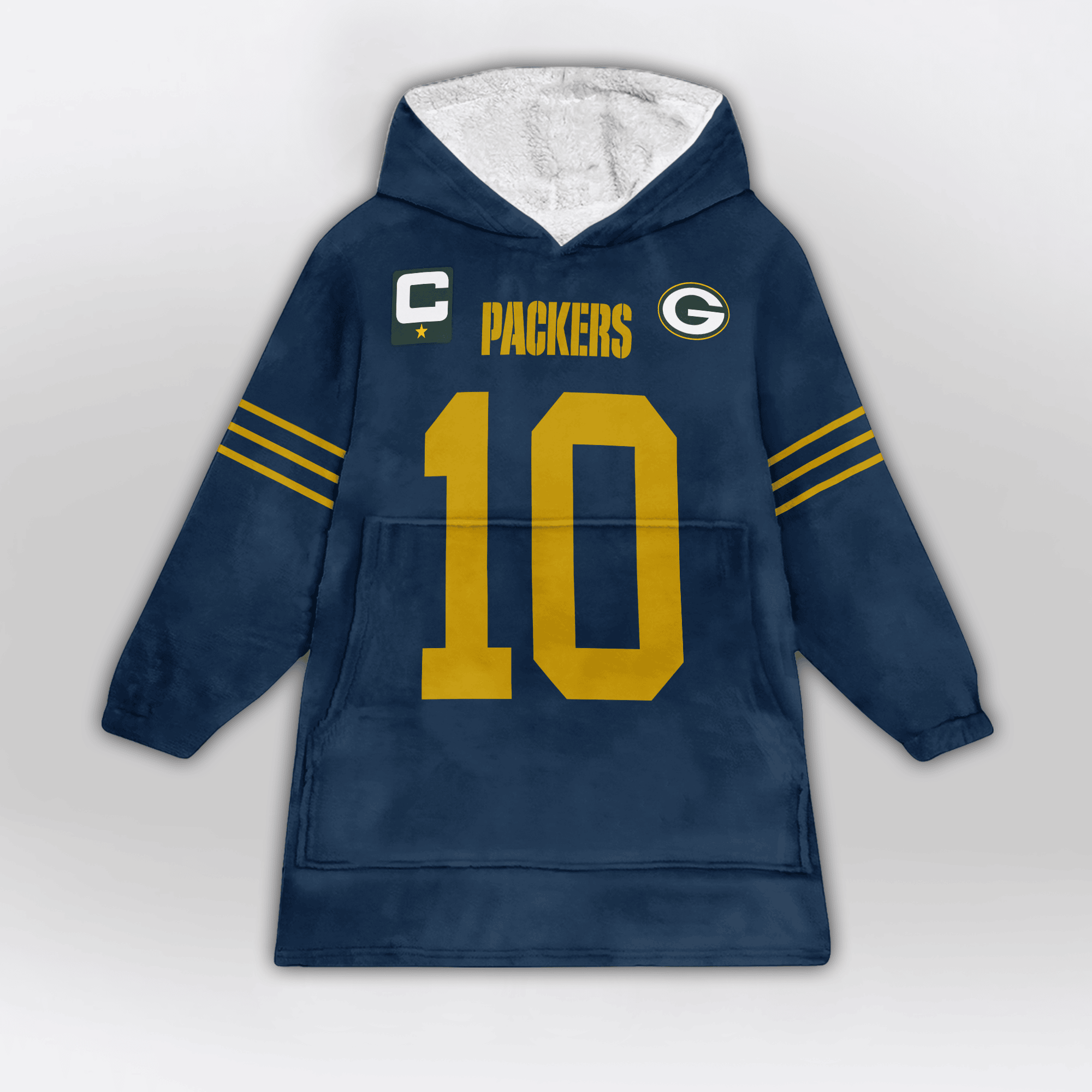Adult J.L 10 Captain Green Bay Football Unisex Blanket Hoodie