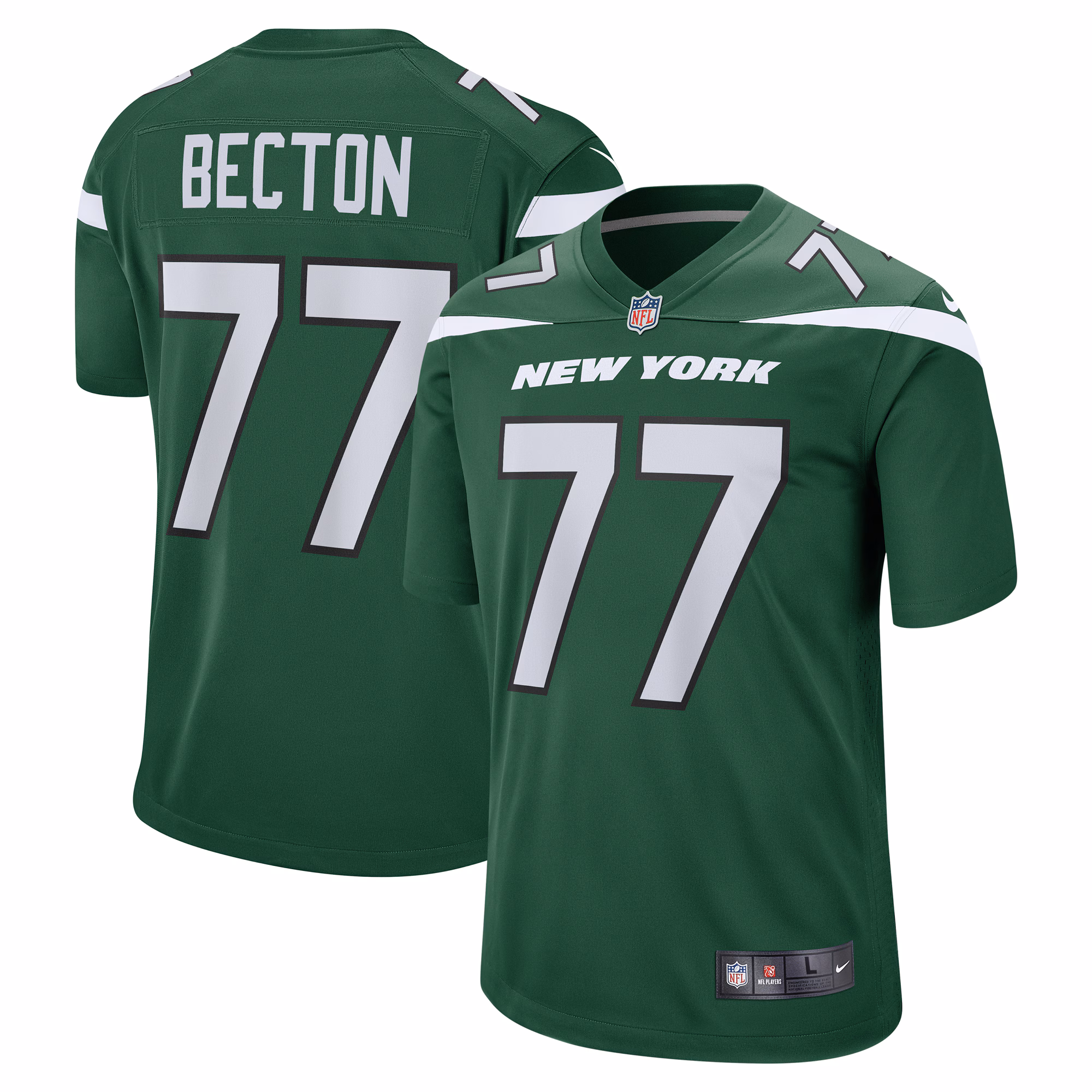 Mekhi Becton New York Jets Player Game Jersey - Gotham Green