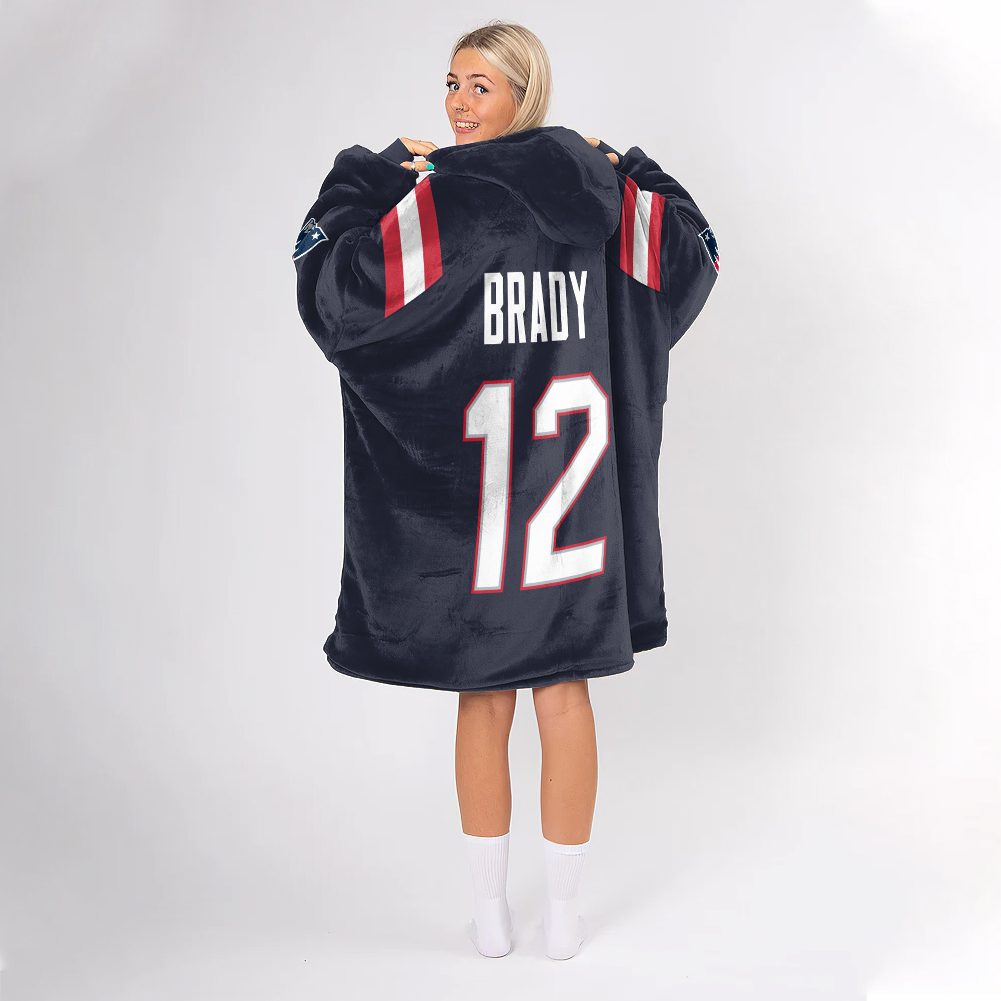Adult TB 12 New England Football Unisex Blanket Hoodie