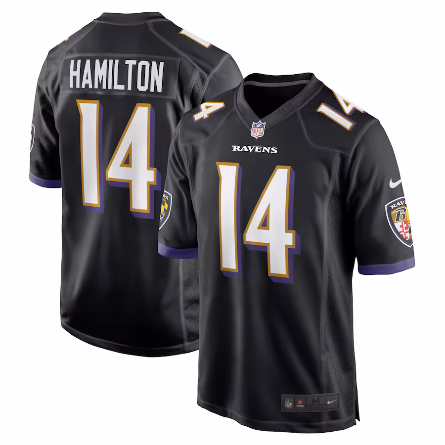 Men's Kyle Hamilton #14 Black Baltimore Ravens Player Game Jersey