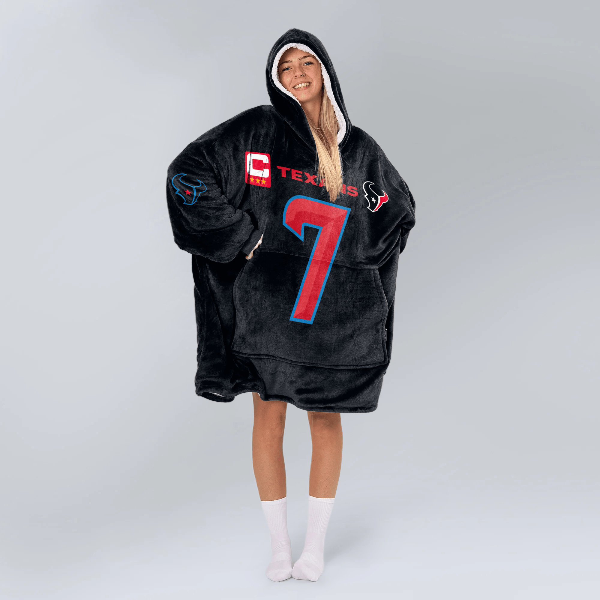 Adult C.J.S 7 Captain Houston Football Unisex Blanket Hoodie