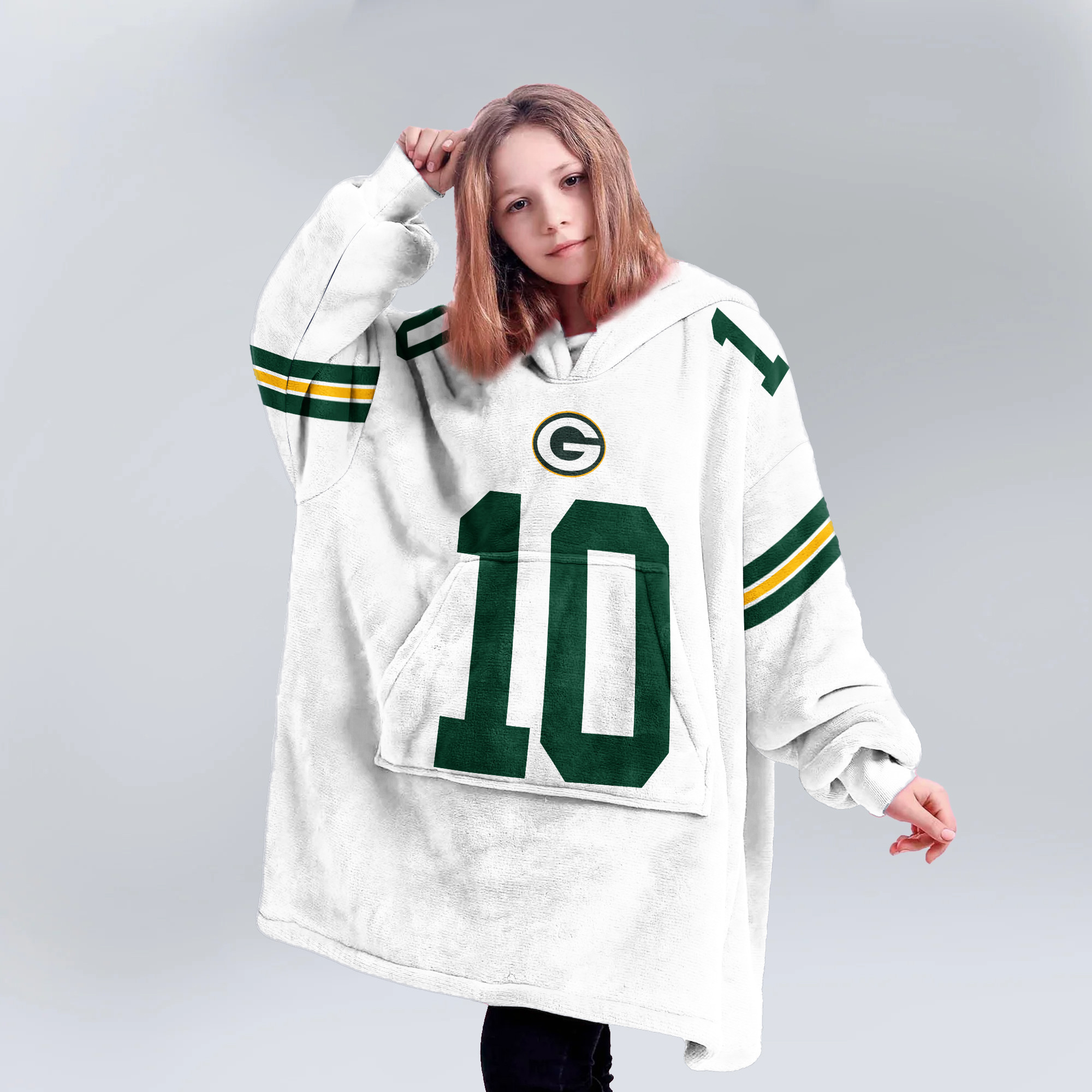 Kid J.L. 10 Green Bay Football Unisex Blanket Hoodie