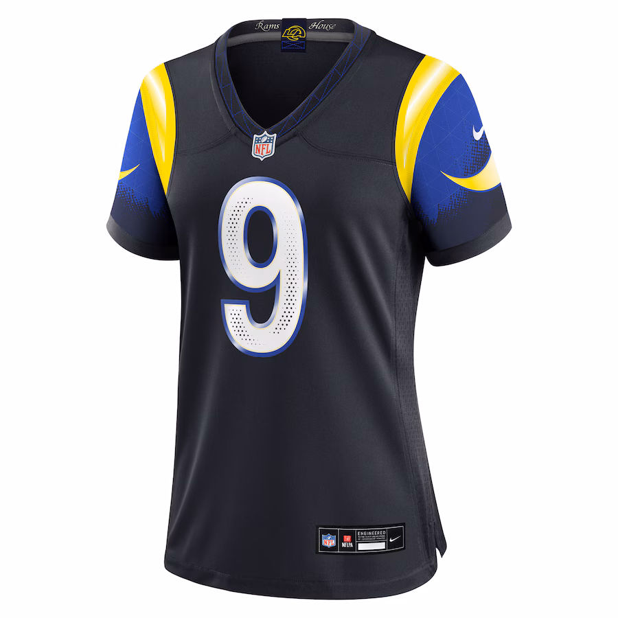 Matthew Stafford #9 Los Angeles Rams Women's 2025 Rivalries Collection Game Jersey - Midnight Blue