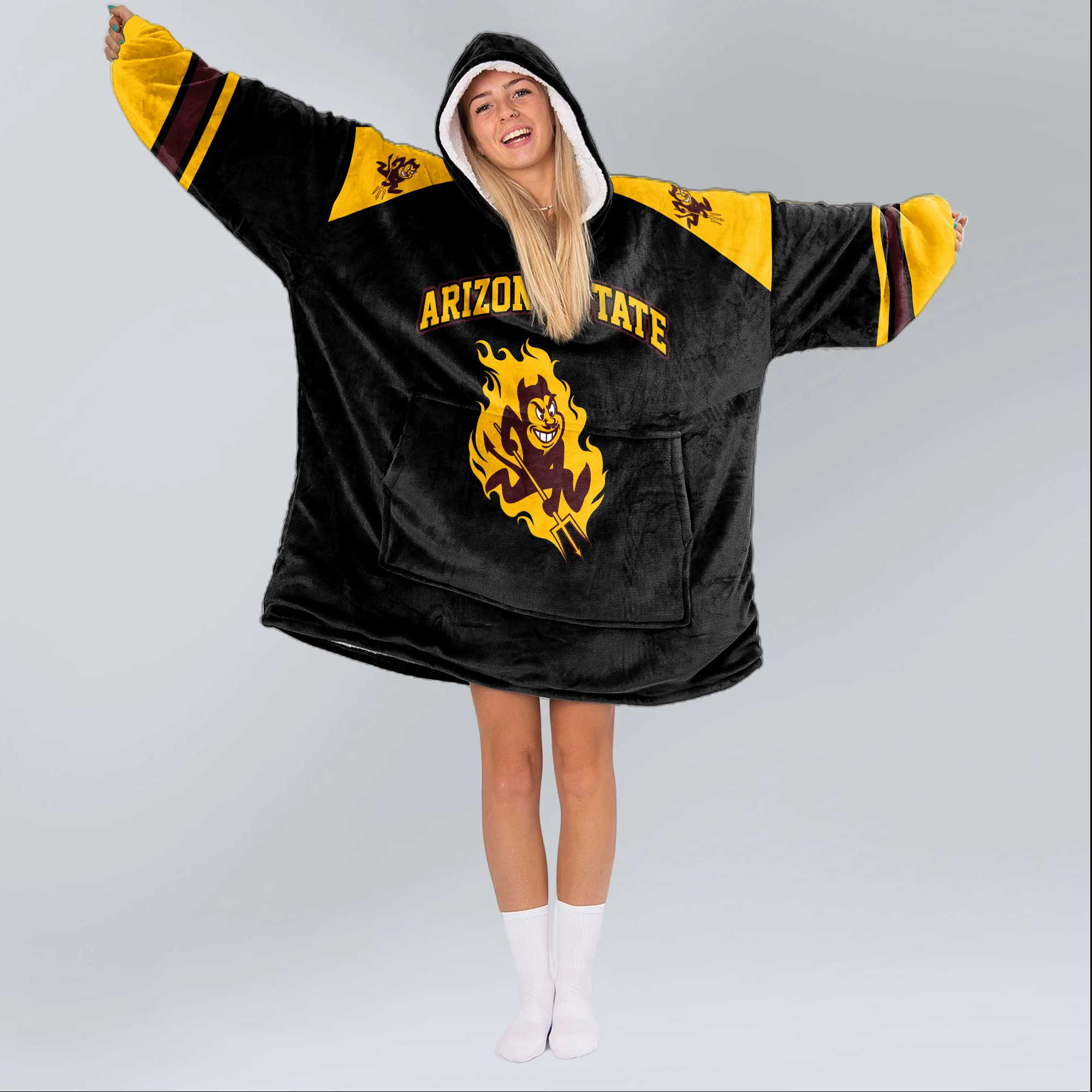 Adult #1 Arizona State Football Unisex Blanket Hoodie