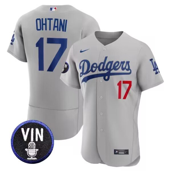 Men's Los Angeles Dodgers #17 Shohei Ohtani Flexbase  Gray Jersey
