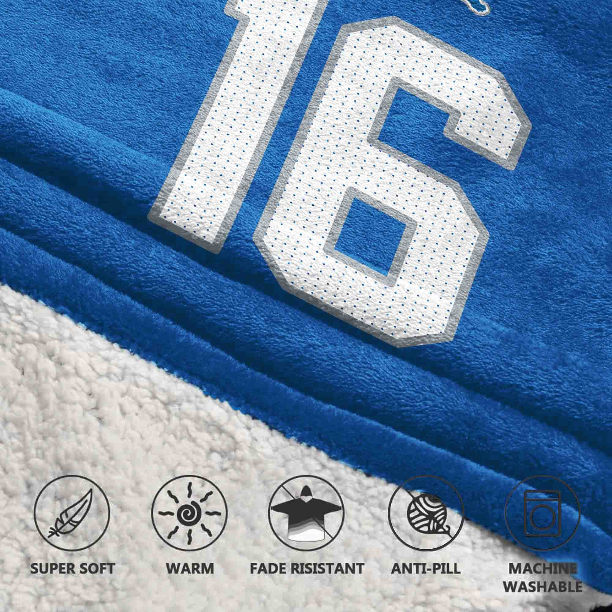 Adult Quarterback No 16 Detroit Football Unisex Blanket Hoodie