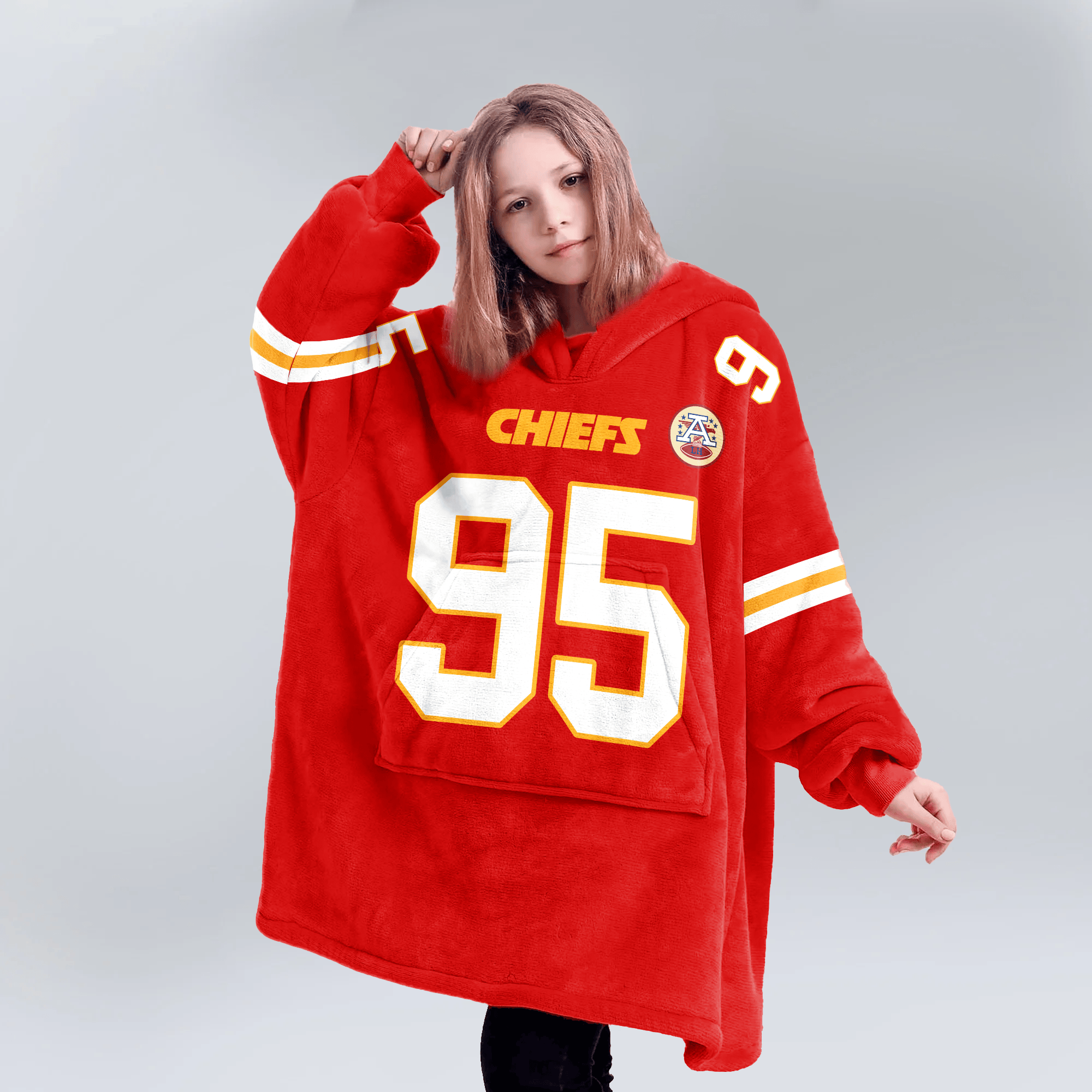 Kid C.J 95 Kansas City Football Unisex Blanket Hoodie