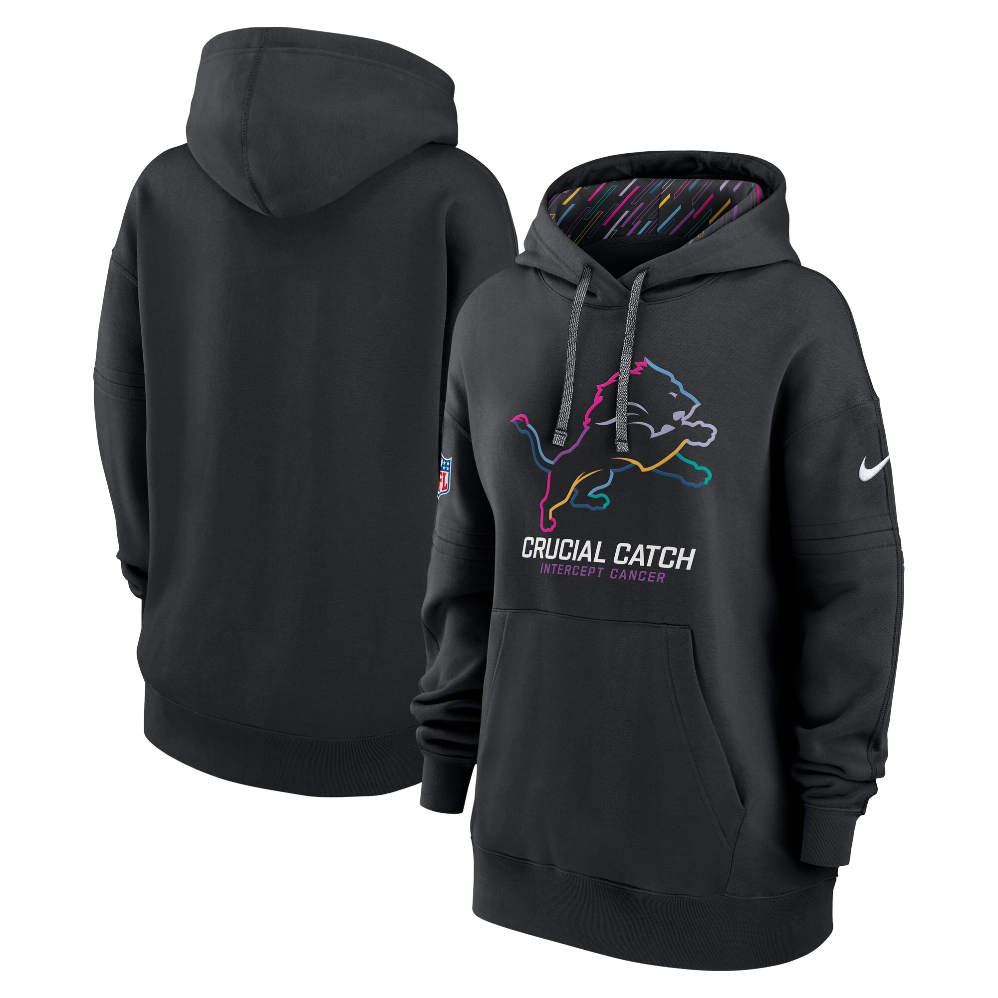 Detroit Lions Women's 2024 NFL Crucial Catch Club Pullover Hoodie - Black