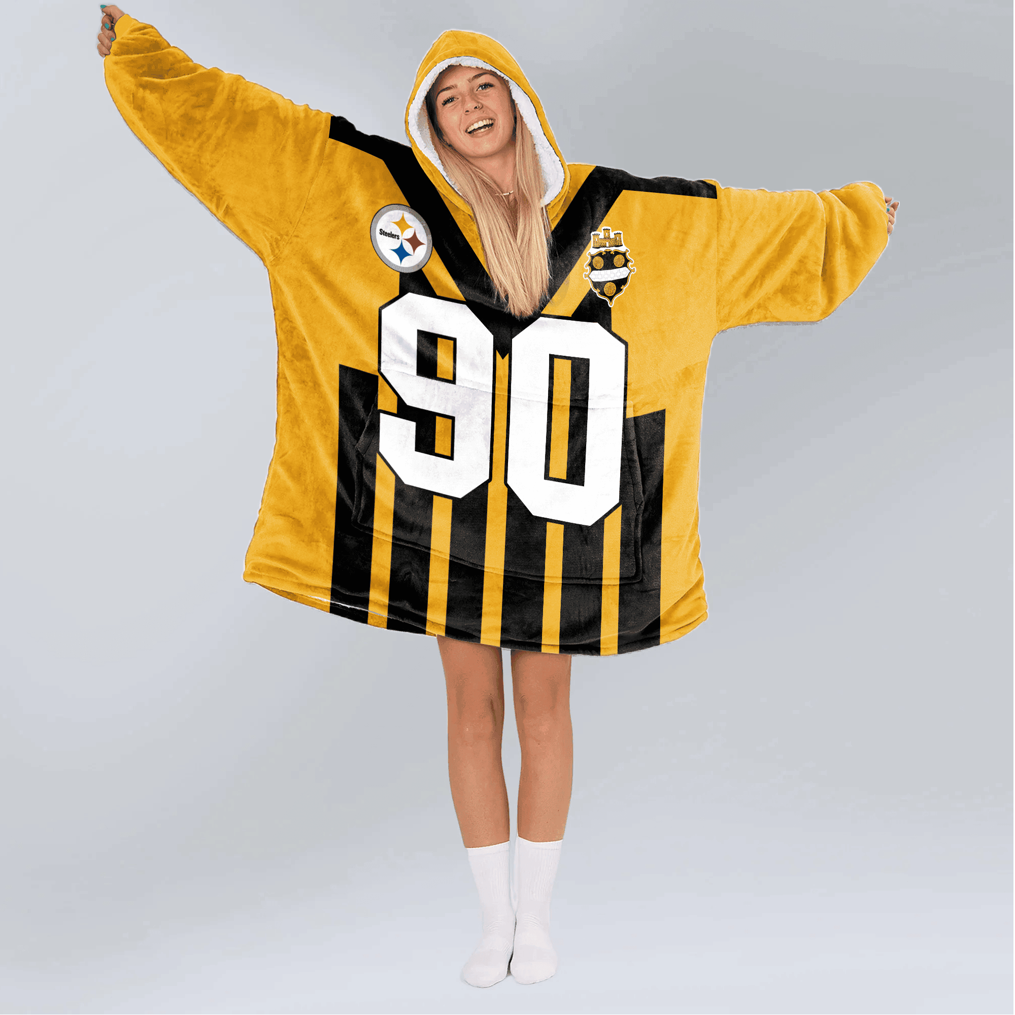 Adult 90 Pittsburgh Football Unisex Blanket Hoodie