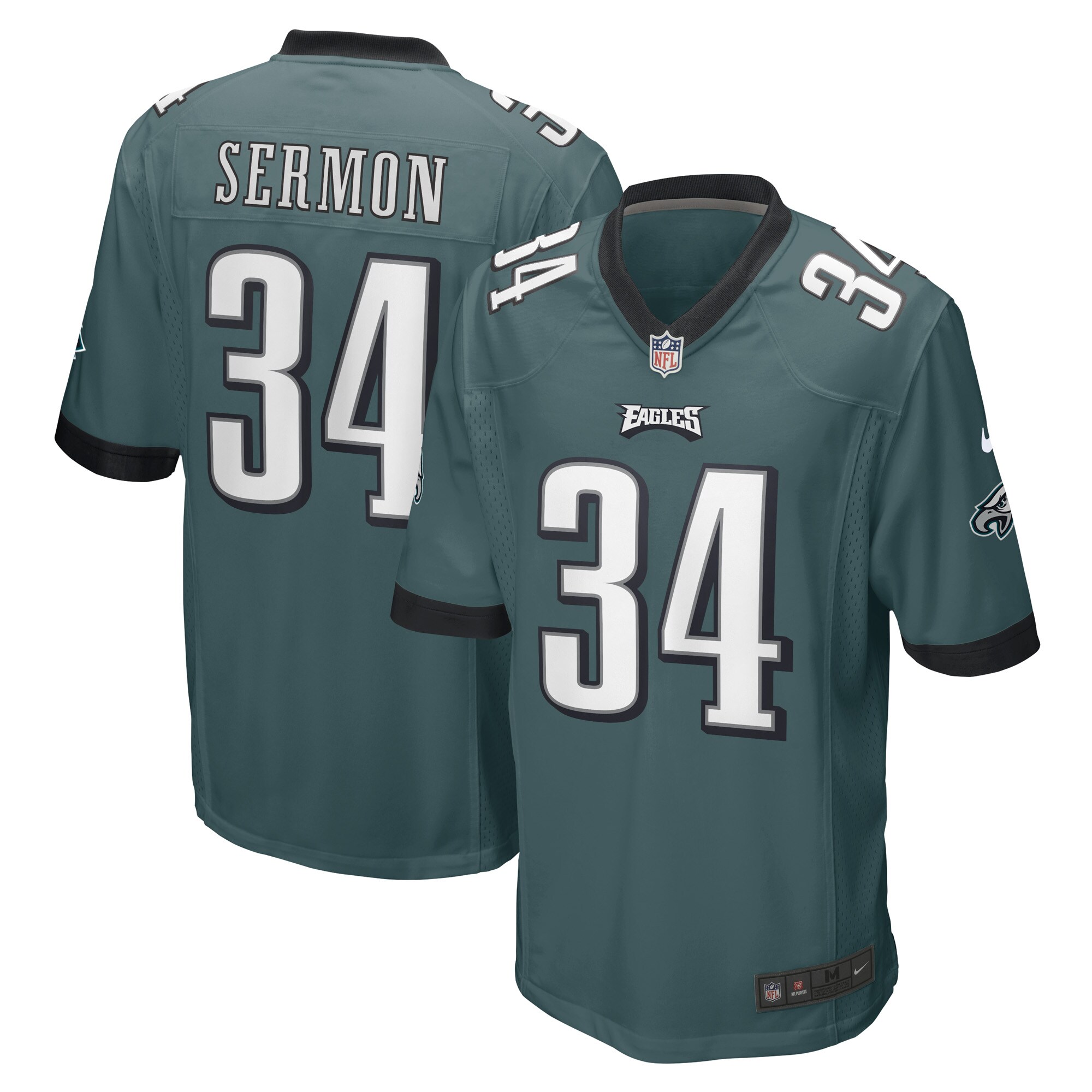 Trey Sermon Philadelphia Eagles  Game Player Jersey - Midnight Green
