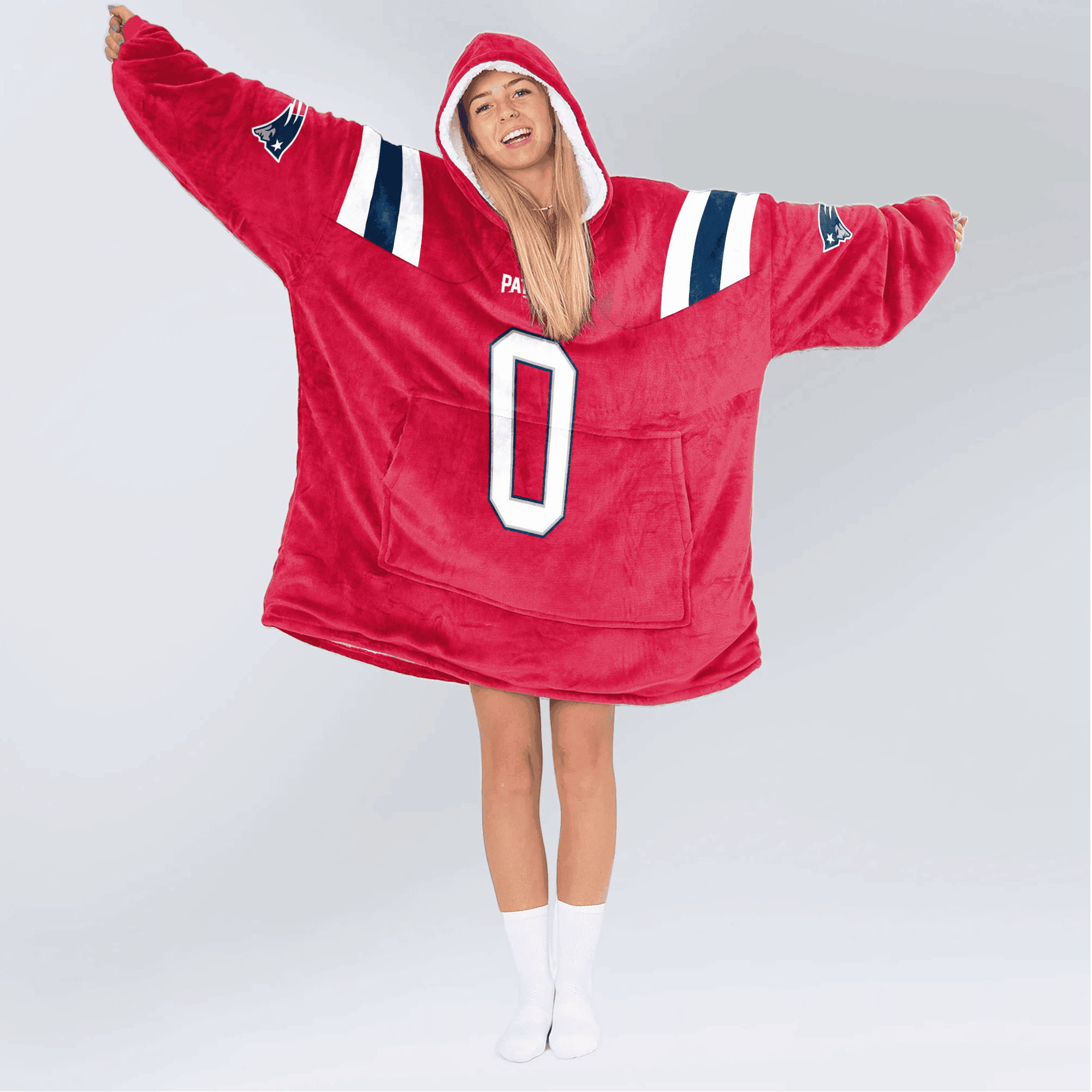 Adult 0 New England Football Unisex Blanket Hoodie