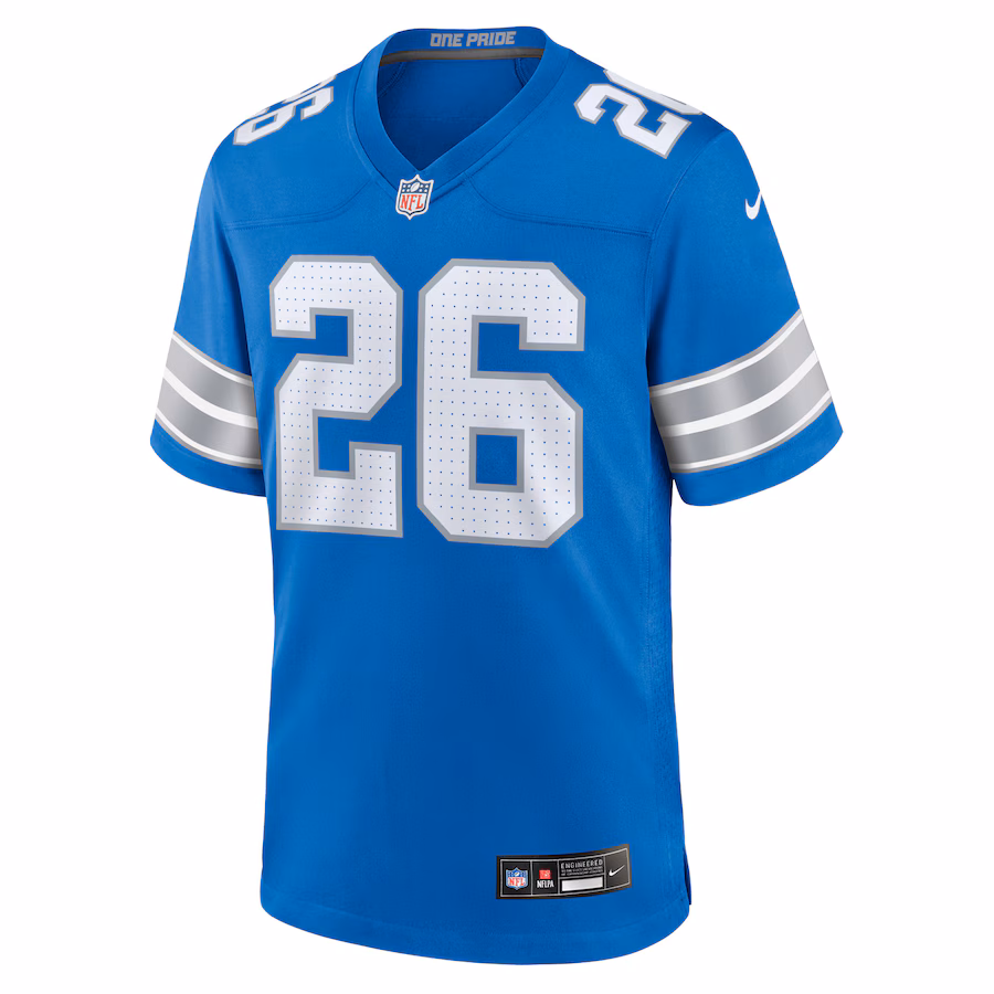 Men's Jahmyr Gibbs #26 Blue Detroit Lions Game Jersey