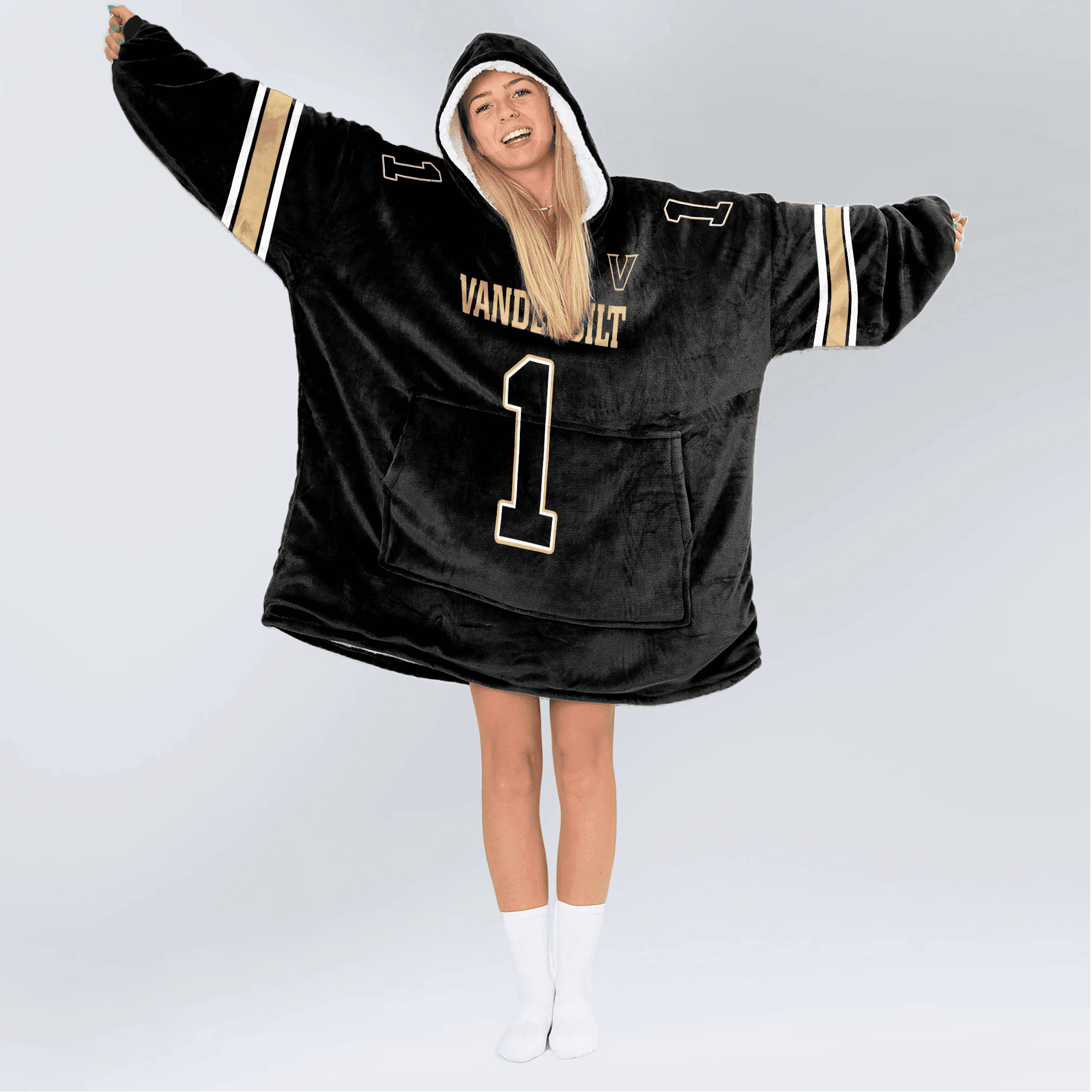 Adult 1 Vanderbilt Football Unisex Blanket Hoodie