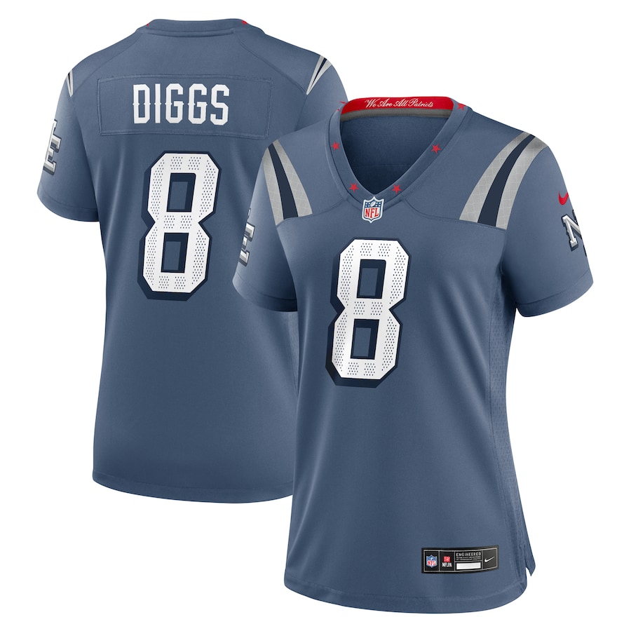 Stefon Diggs #8 New England Patriots Women's 2025 Rivalries Collection Game Jersey - Storm Blue