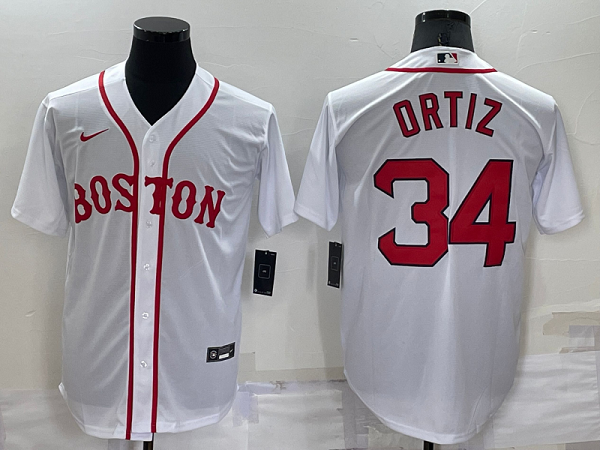Men's  Boston Red Sox #34 David Ortiz White Cool Base Stitched MLB Jersey