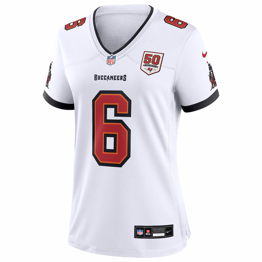 Baker Mayfield #6 Tampa Bay Buccaneers Women's 50th Season White Game Jersey - White