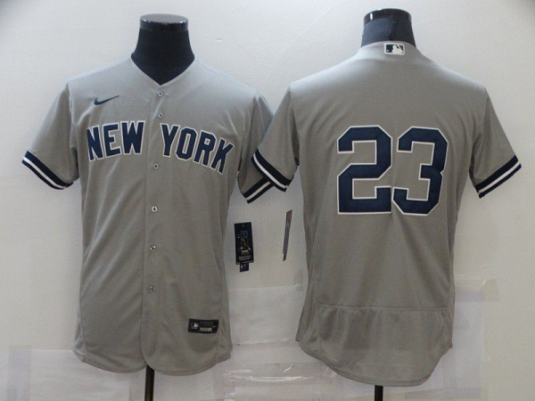 Men's New York Yankees #23 Don Mattingly Grey No Name Stitched MLB Flex Base  Jersey