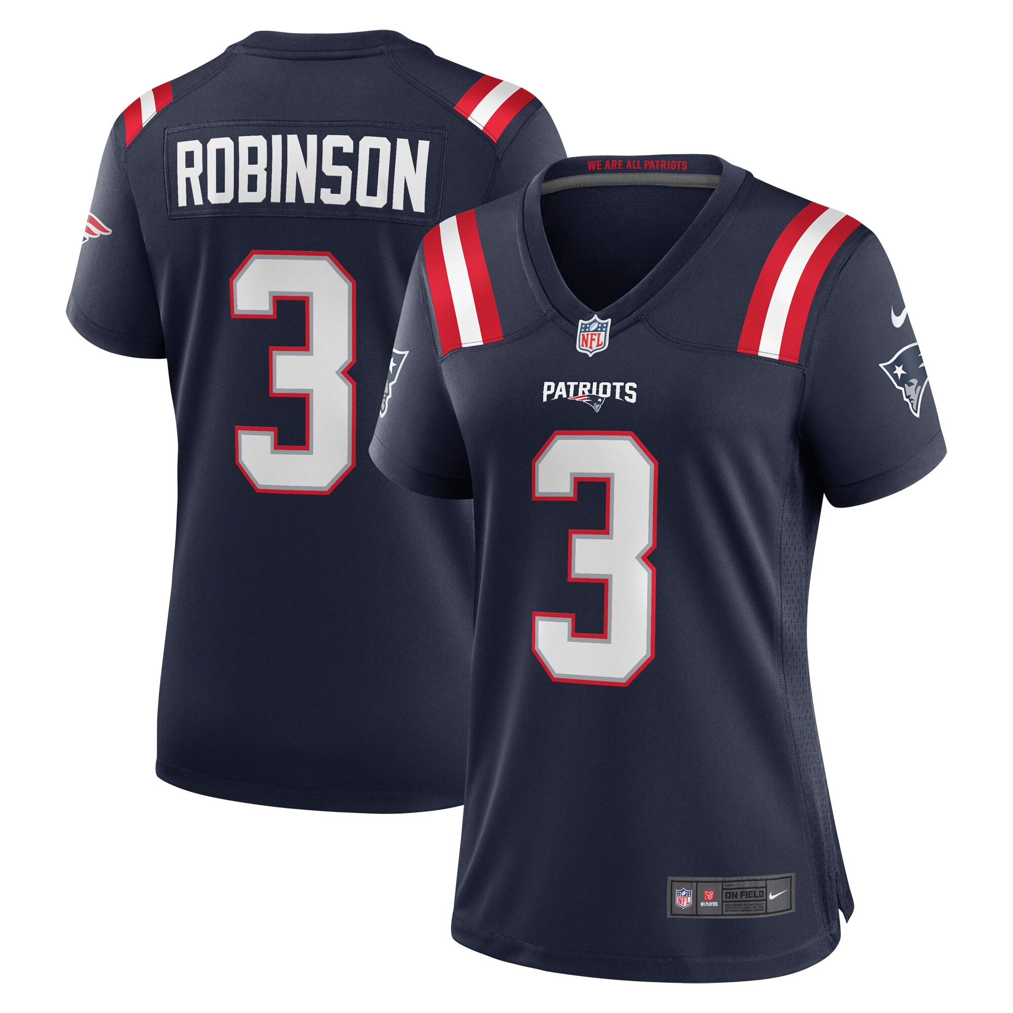 James Robinson New England Patriots  Women's  Women's All Player Jersey - Navy