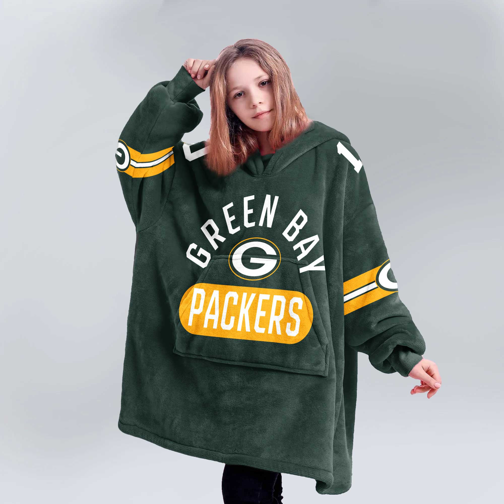 Adult 10 Green Bay Football Unisex Blanket Hoodie