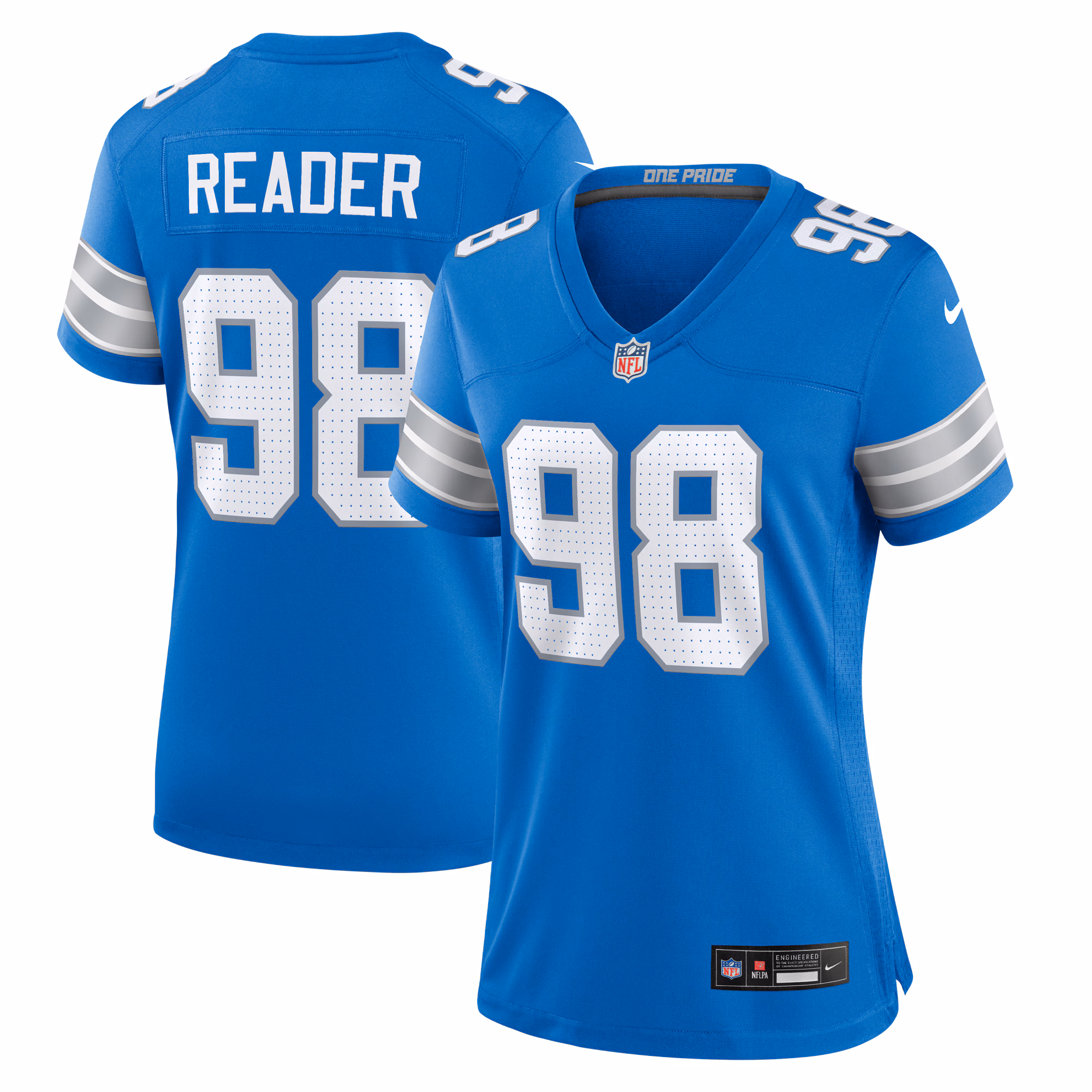 D.J. Reader Detroit Lions Women's Team Game Jersey -  Blue