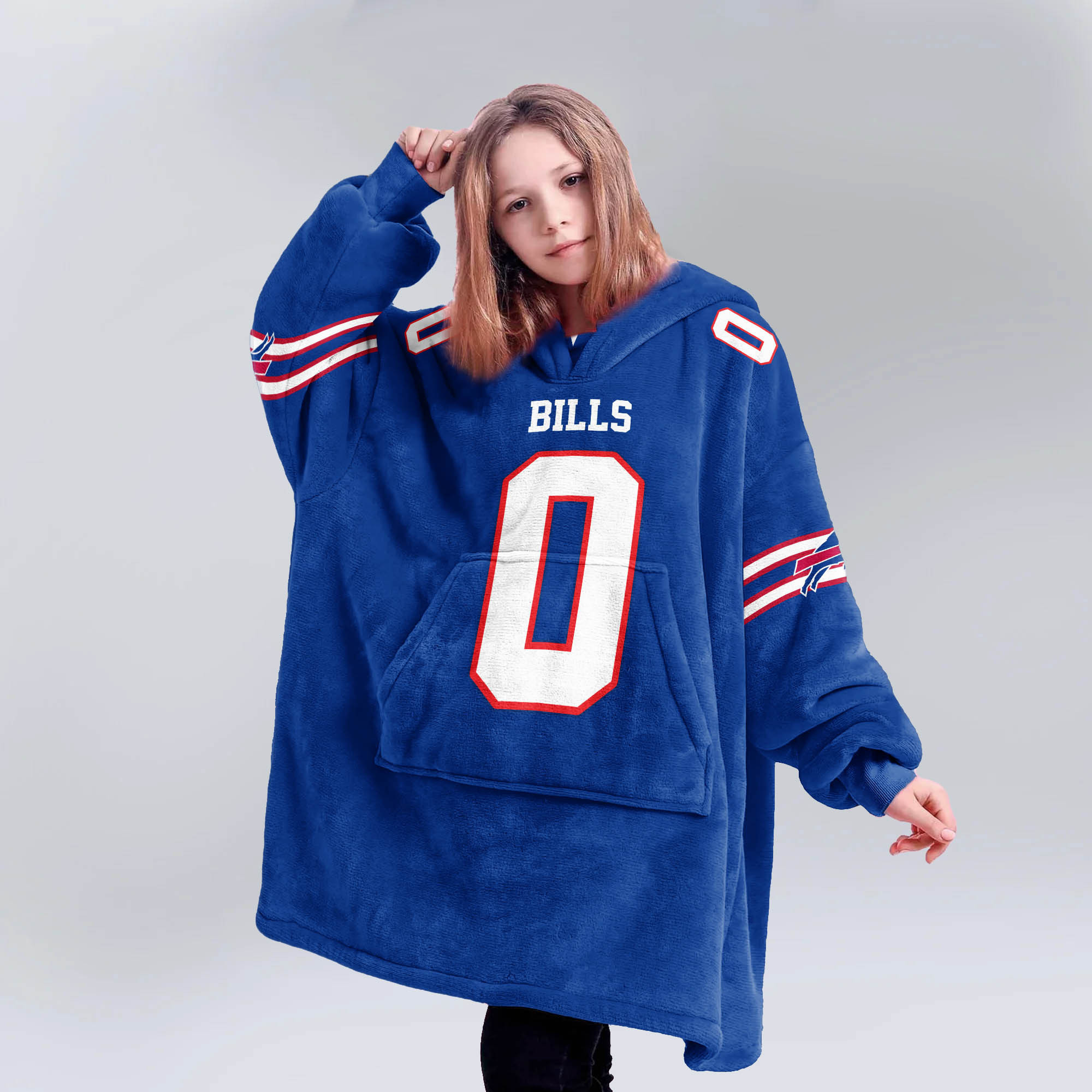 Adult 0 Buffalo Football Unisex Blanket Hoodie