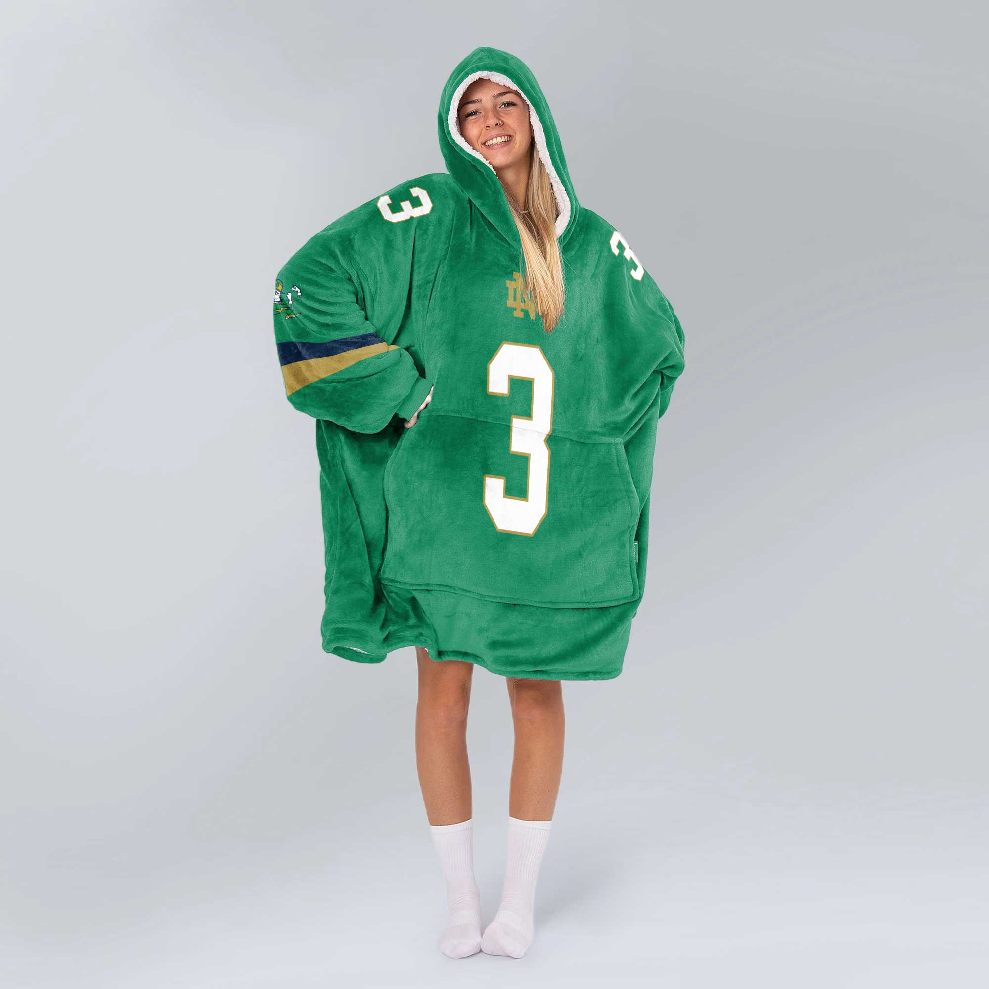 Adult 3 Notre Dame Football Unisex Blanket Hoodie