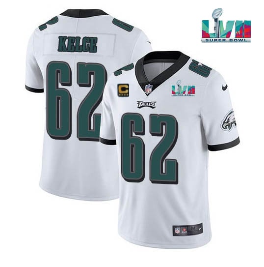 Men's Jason Kelce #62 Players Limited Jersey Super Bowl LVII Patch-Green & Black & White