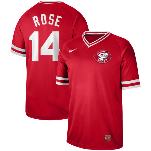 Men's  Cincinnati Reds #14 Pete Rose Red Cooperstown Collection Legend V-Neck MLB Jersey