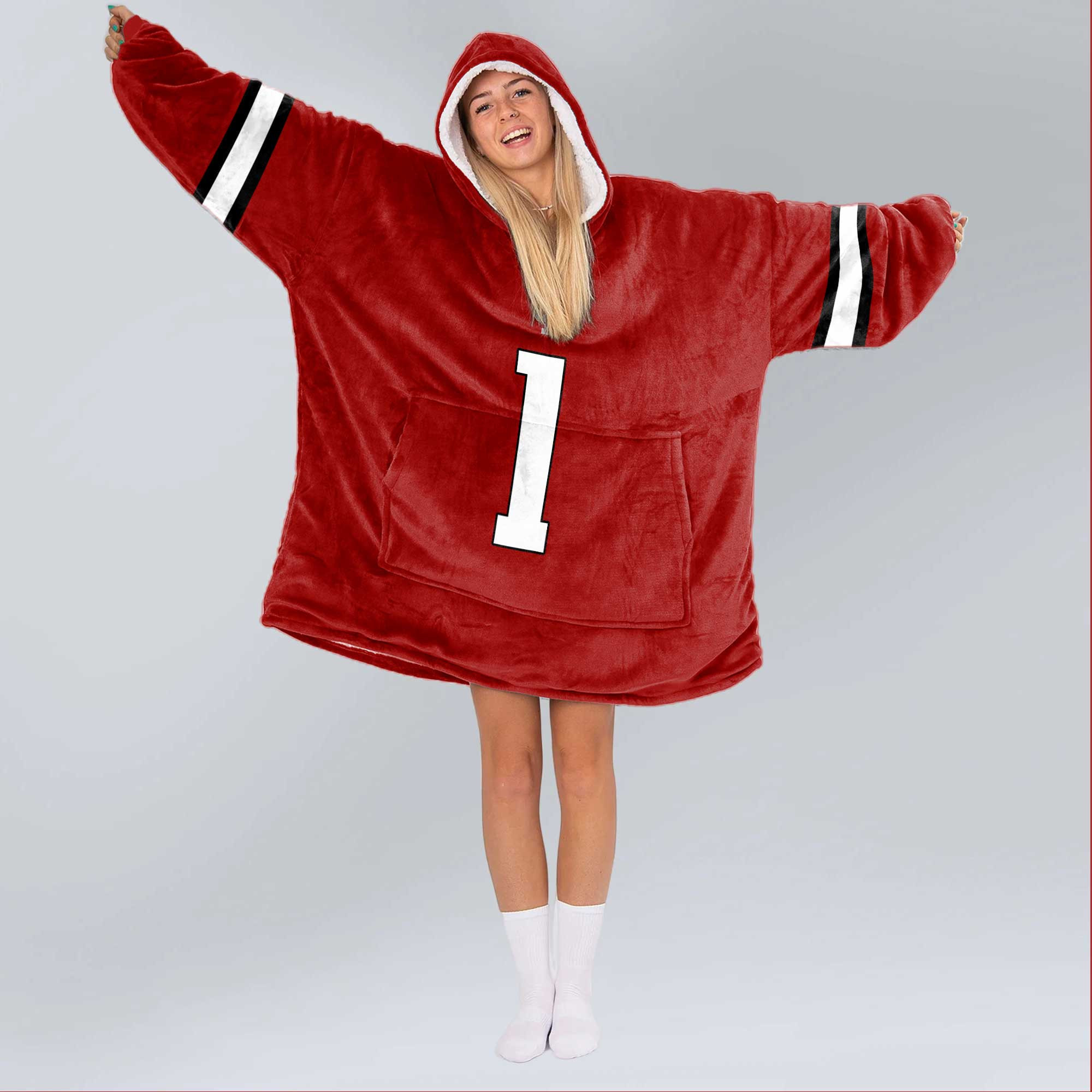 Adult #1 Indiana Football Unisex Blanket Hoodie