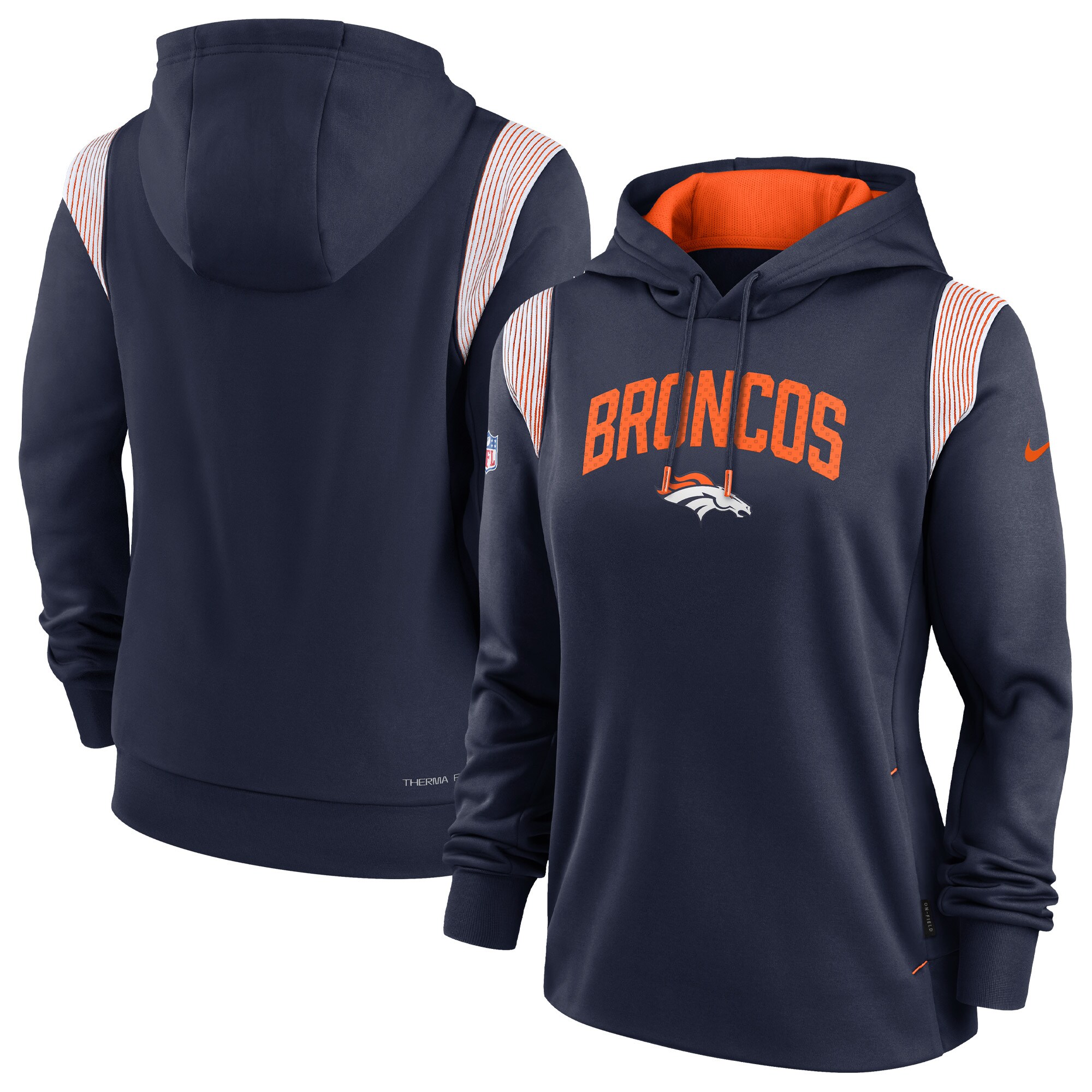 Denver Broncos Women's Sideline Stack Performance Pullover Hoodie - Navy